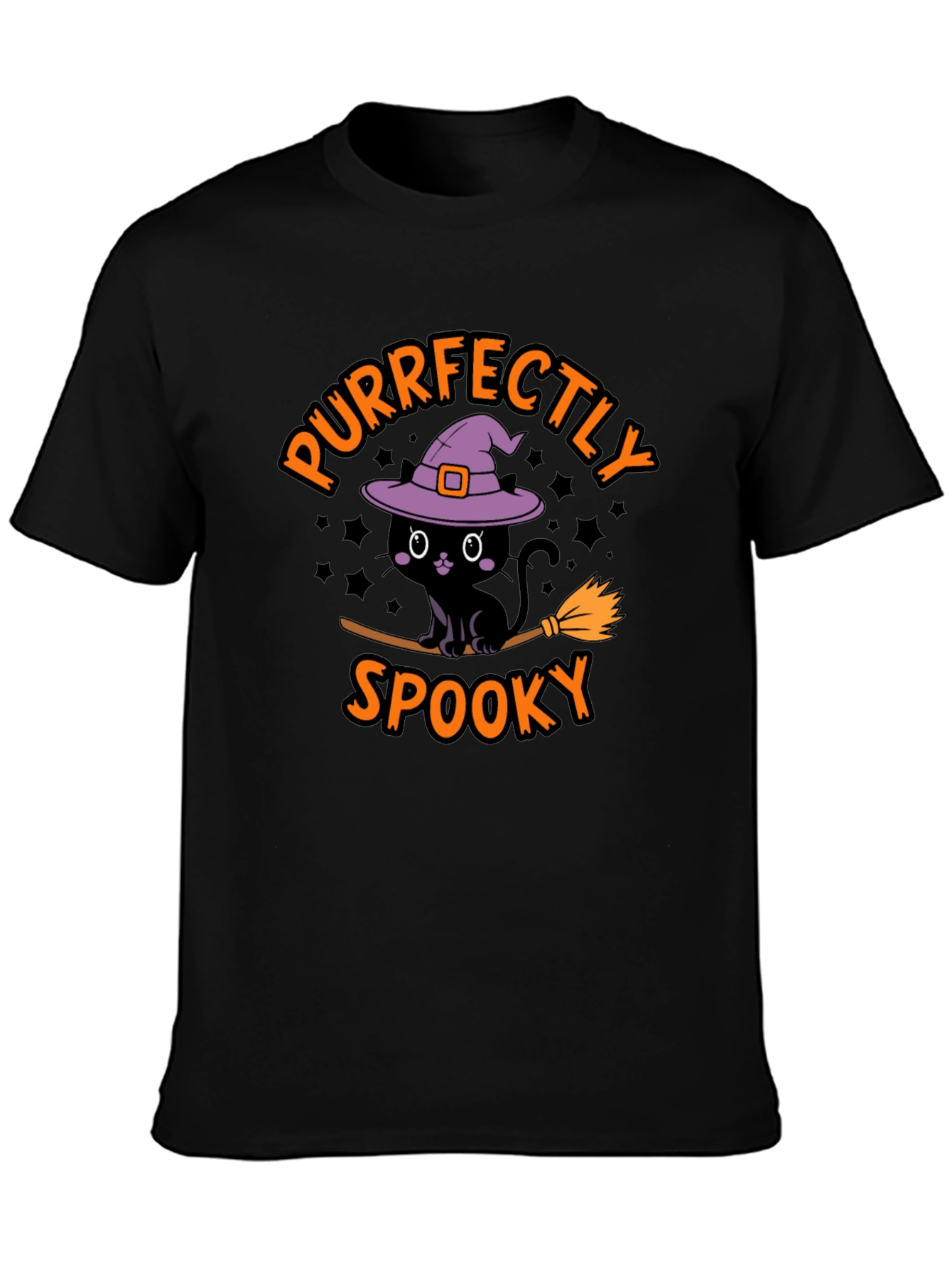 Purrfectly Spooky Halloween Black Cat T-Shirt