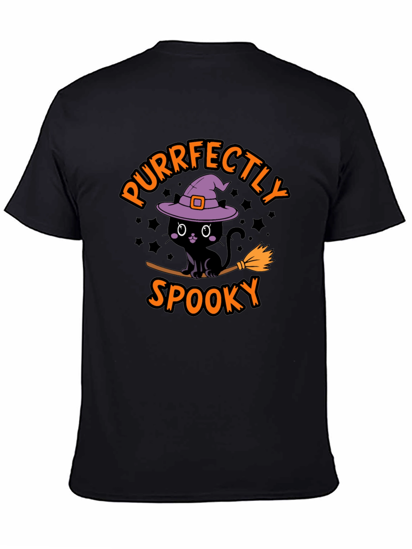 Purrfectly Spooky Halloween Black Cat T-Shirt