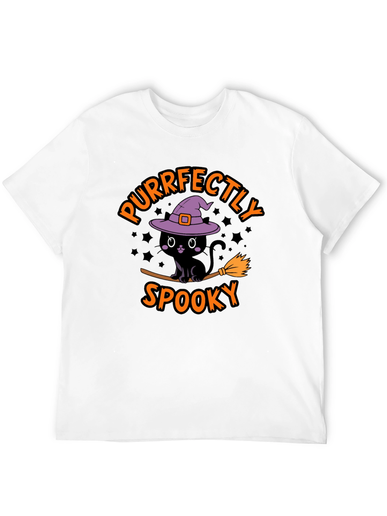 Purrfectly Spooky Halloween Black Cat T-Shirt