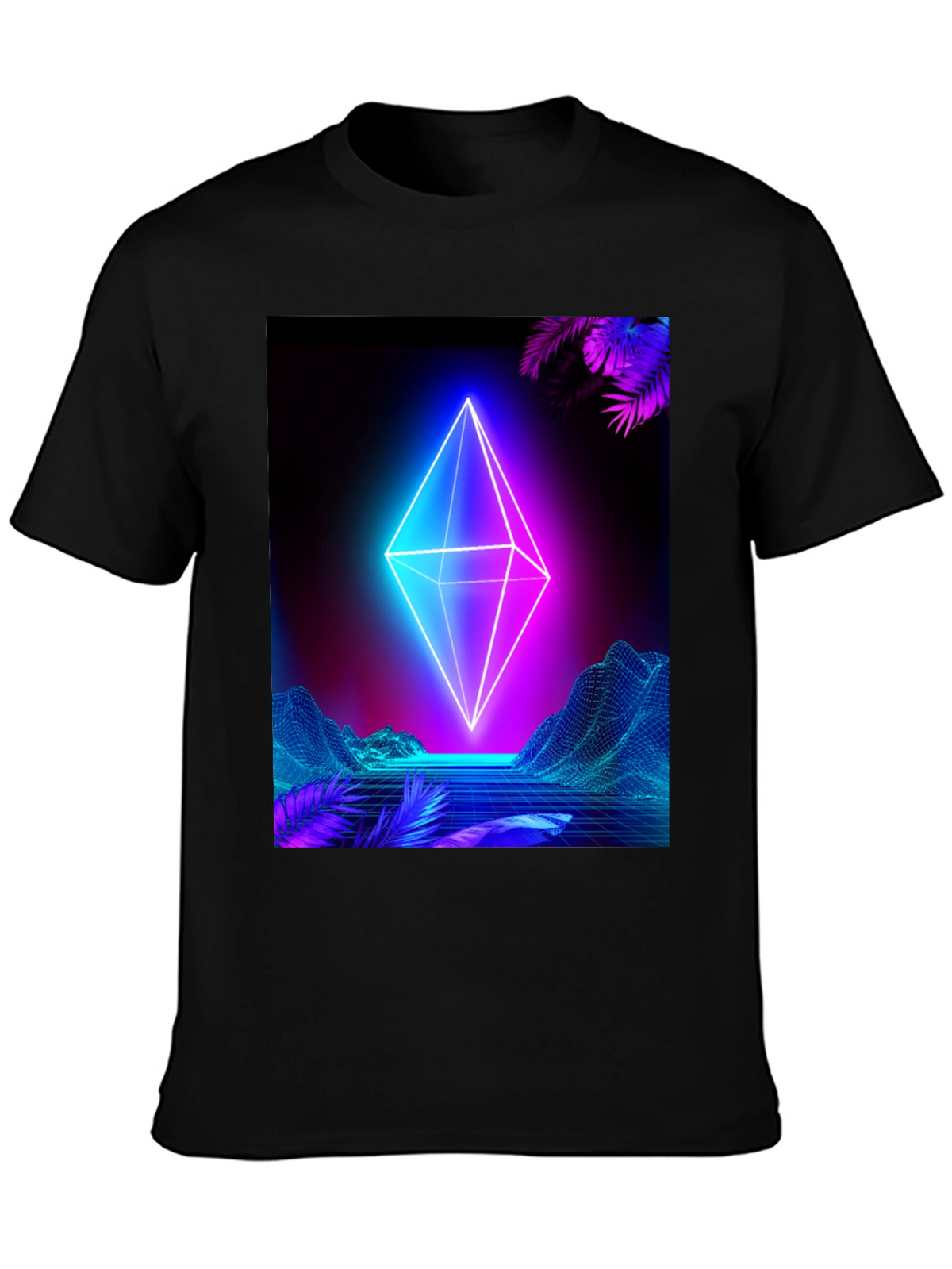 Neon Geometric T-Shirt - Cyberpunk Aesthetic