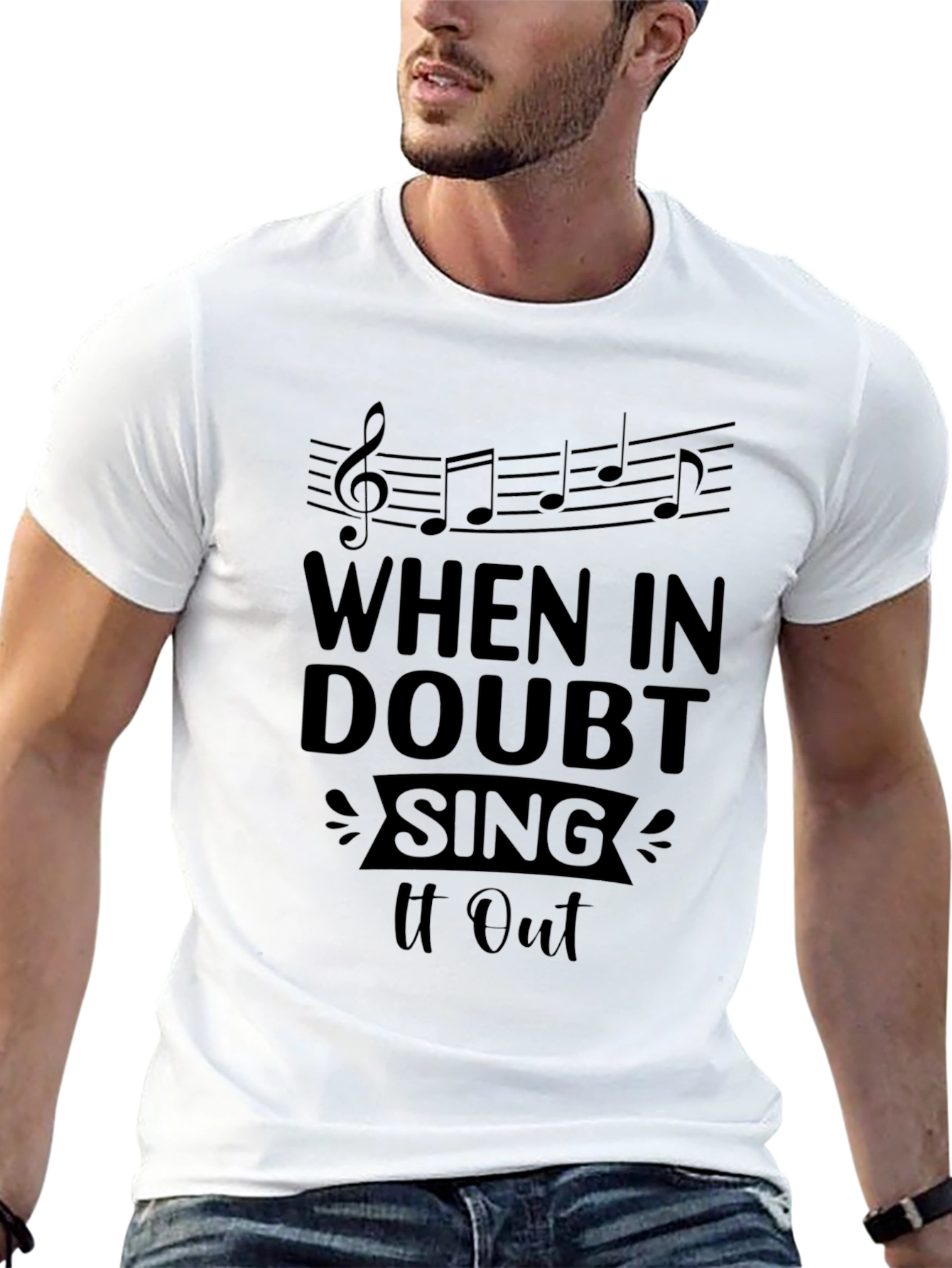 When in Doubt Sing It Out Black Graphic Tee