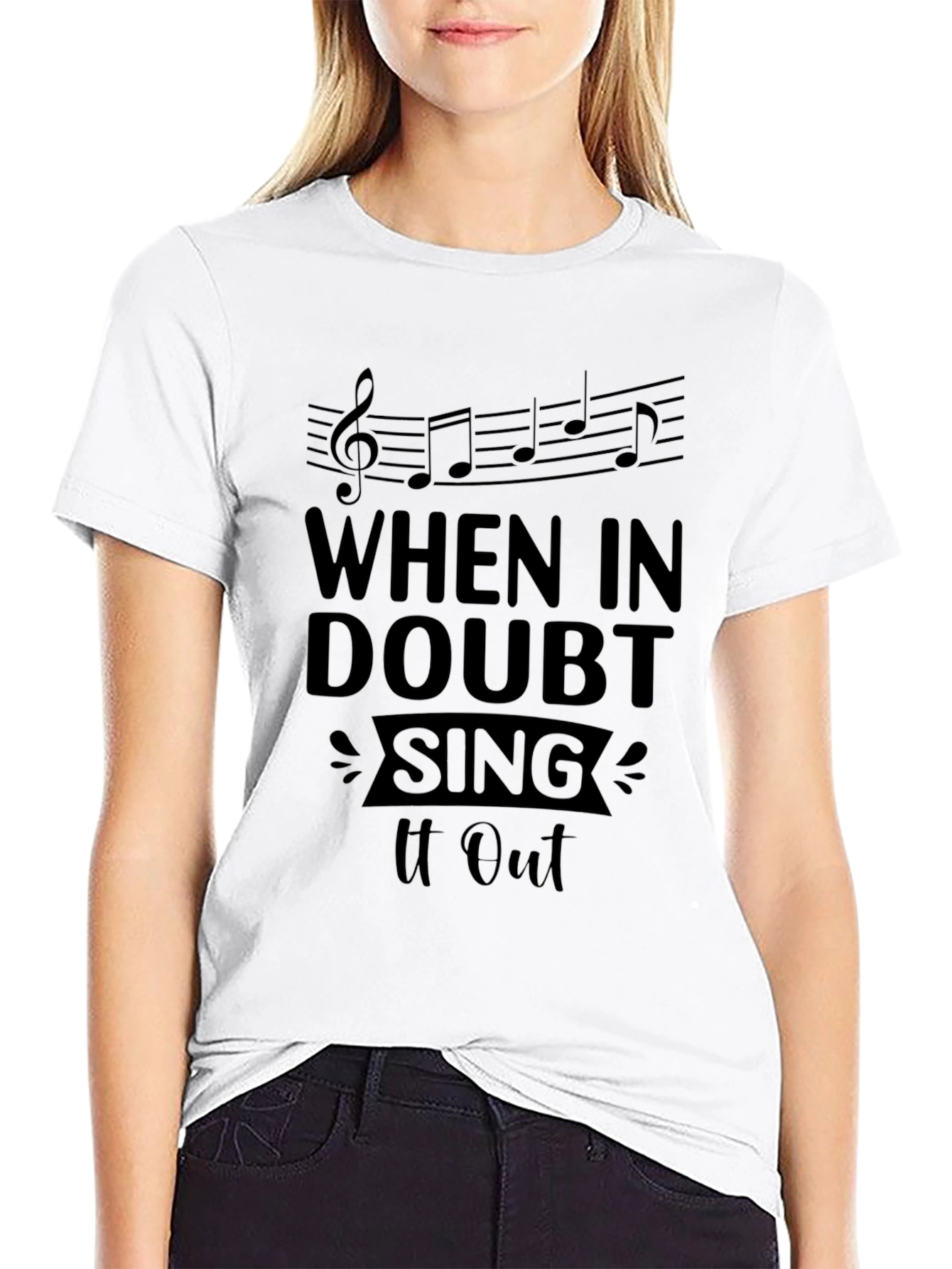 When in Doubt Sing It Out Black Graphic Tee
