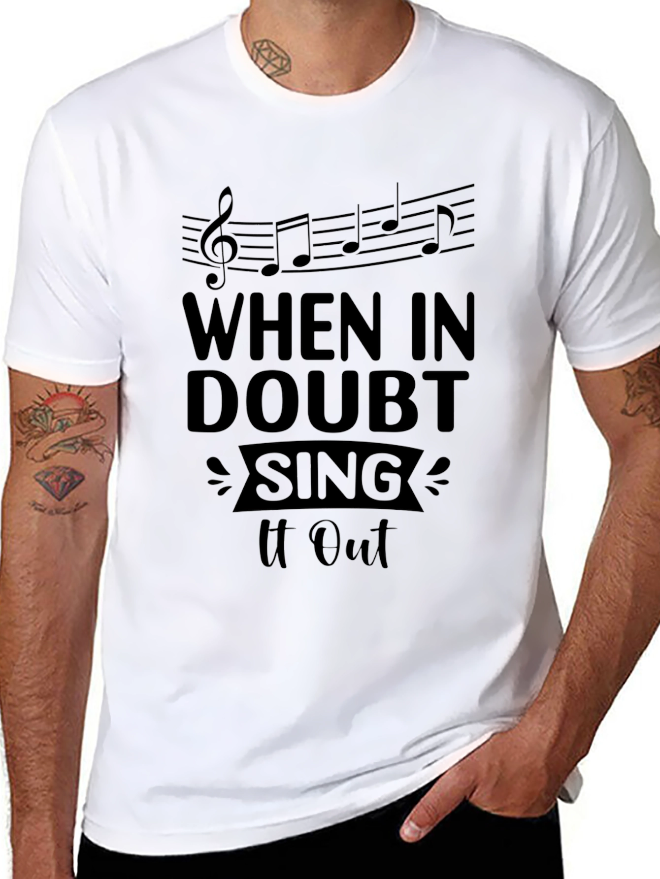 When in Doubt Sing It Out Black Graphic Tee