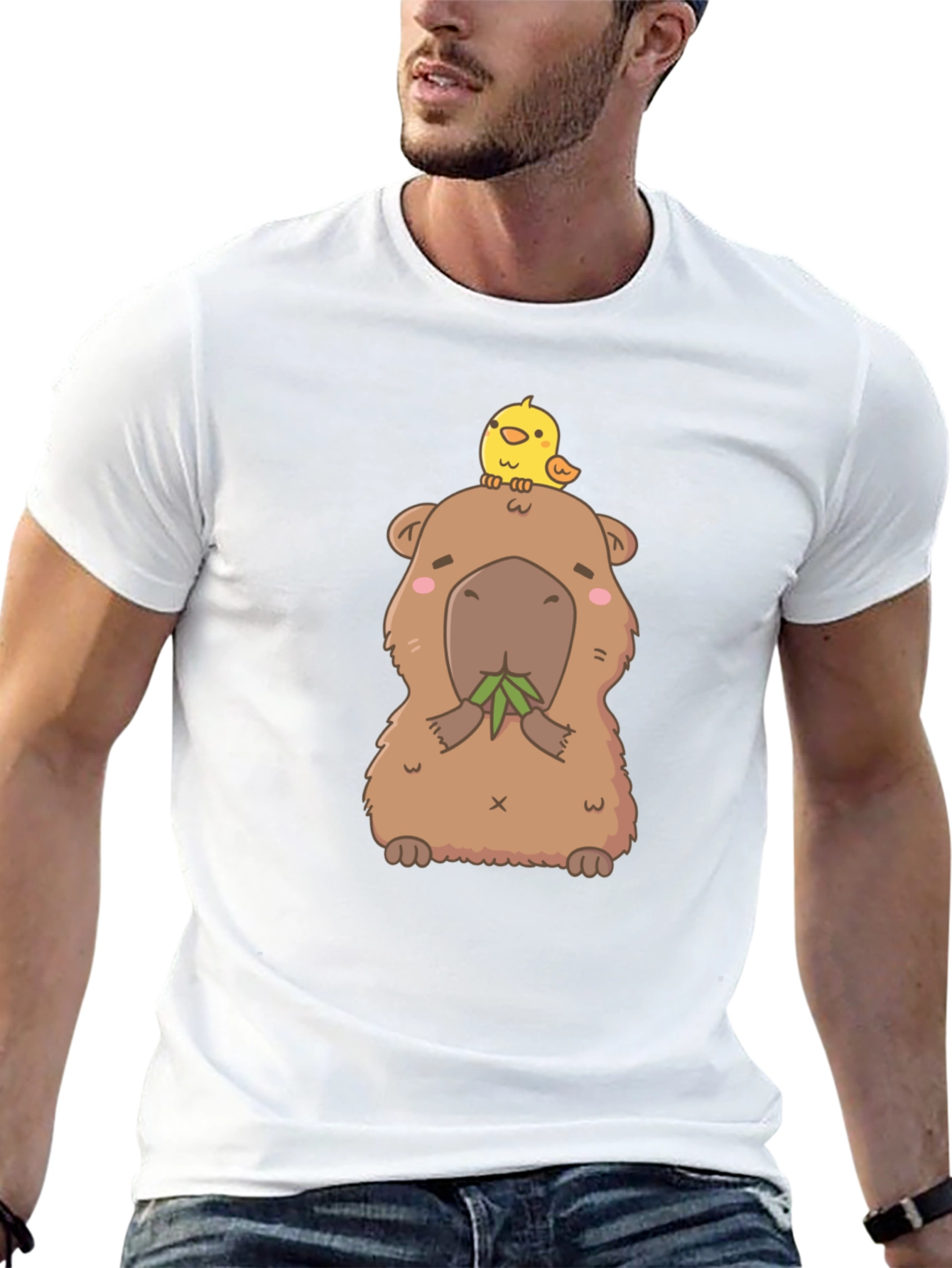 Cute Capybara & Chick T-Shirt - Unisex Cotton Tee