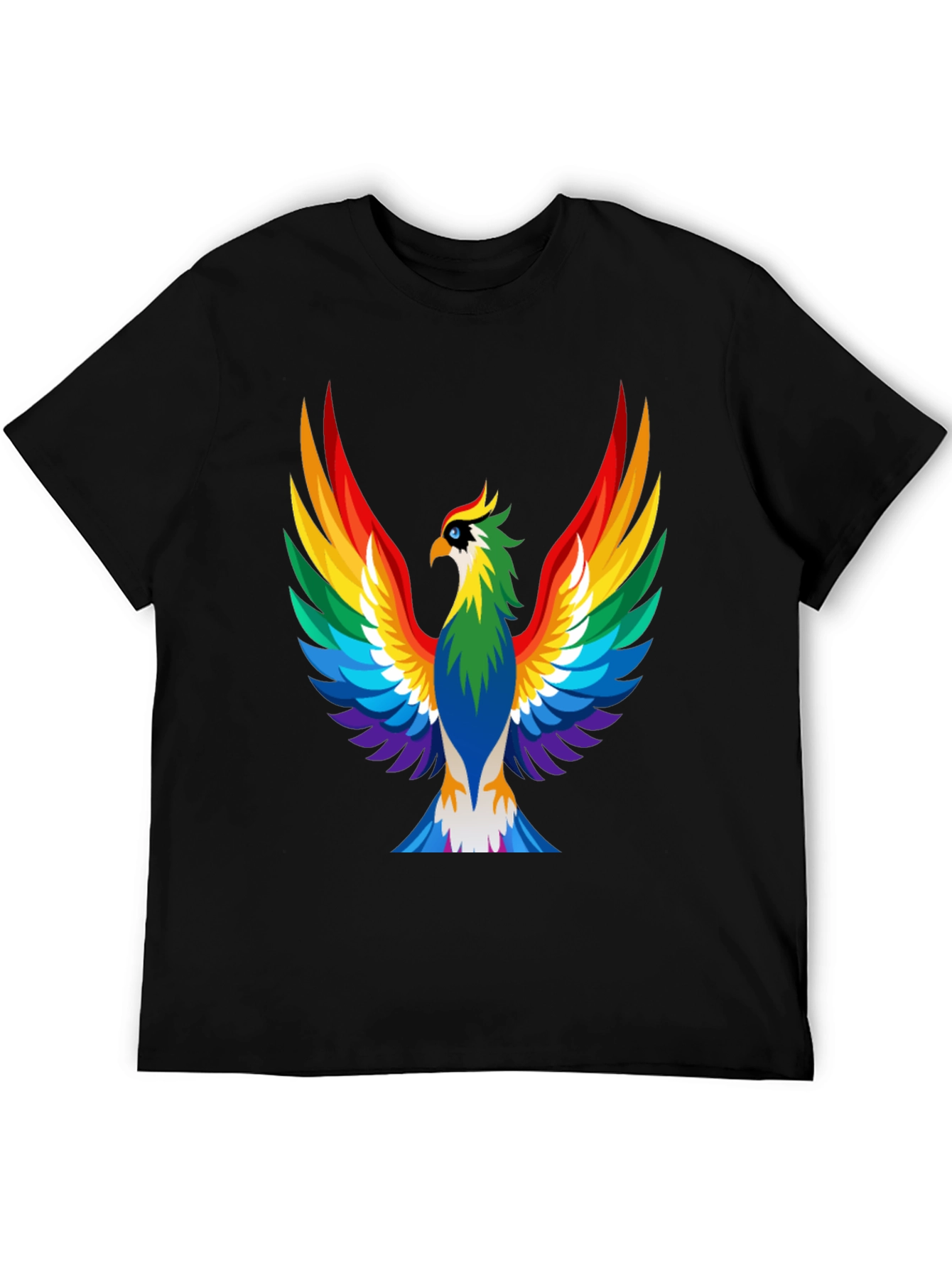 Rainbow Phoenix Graphic Tee - Bold Black Shirt
