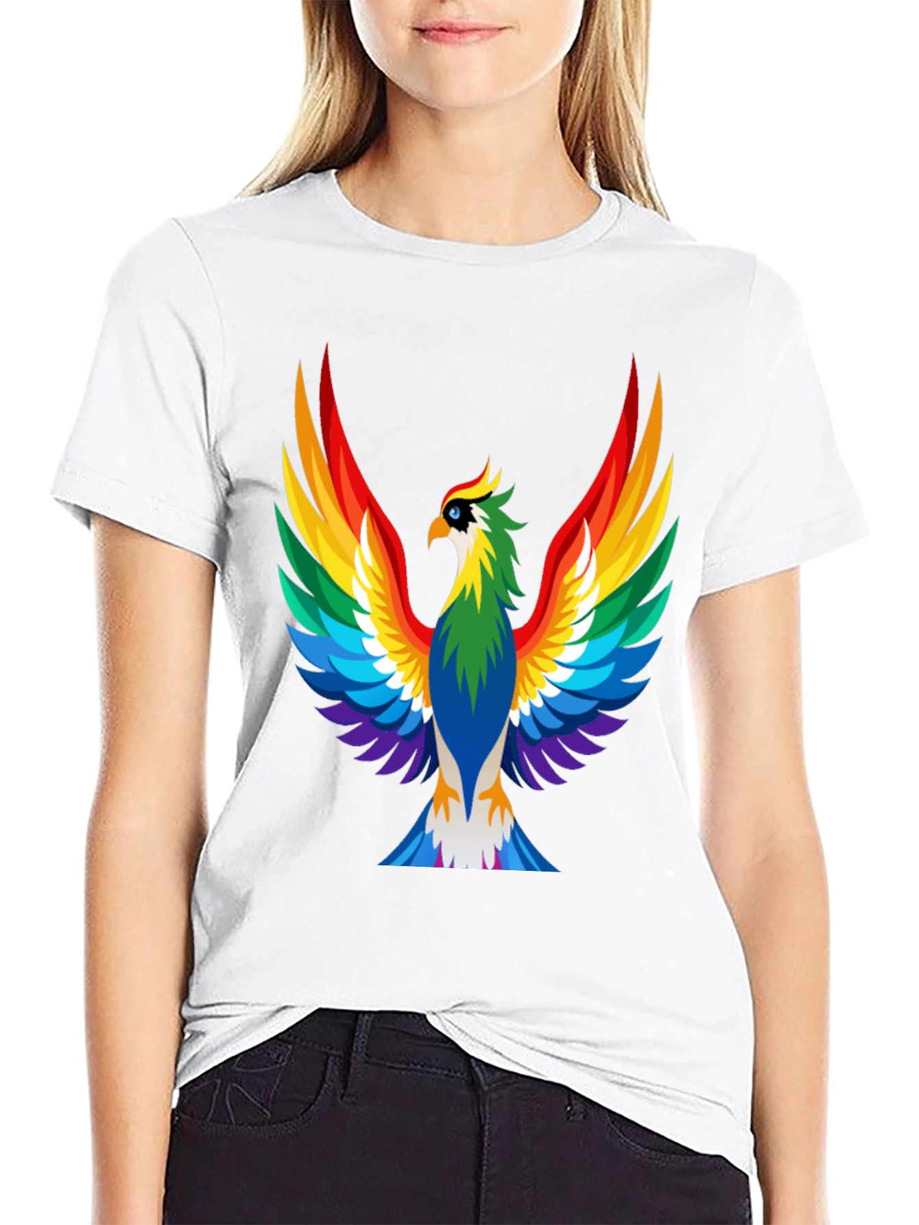 Rainbow Phoenix Graphic Tee - Bold Black Shirt