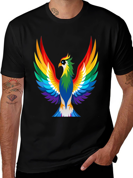 Rainbow Phoenix Graphic Tee - Bold Black Shirt