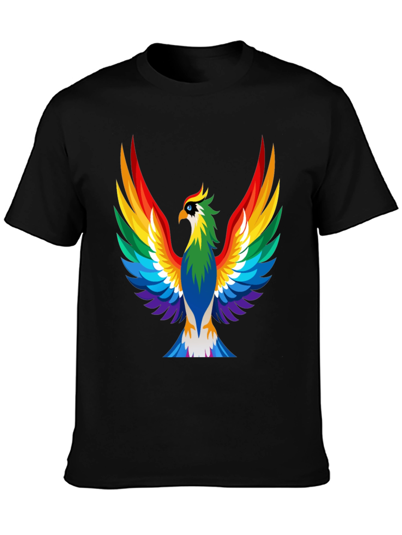 Rainbow Phoenix Graphic Tee - Bold Black Shirt