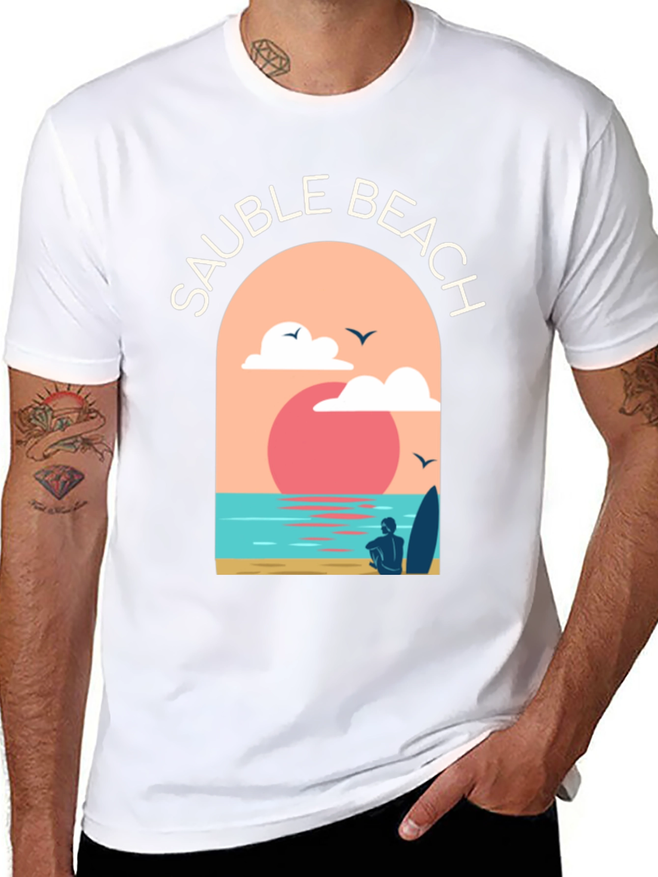 Sauble Beach Graphic Tee - Surfer Aesthetic Black T-Shirt