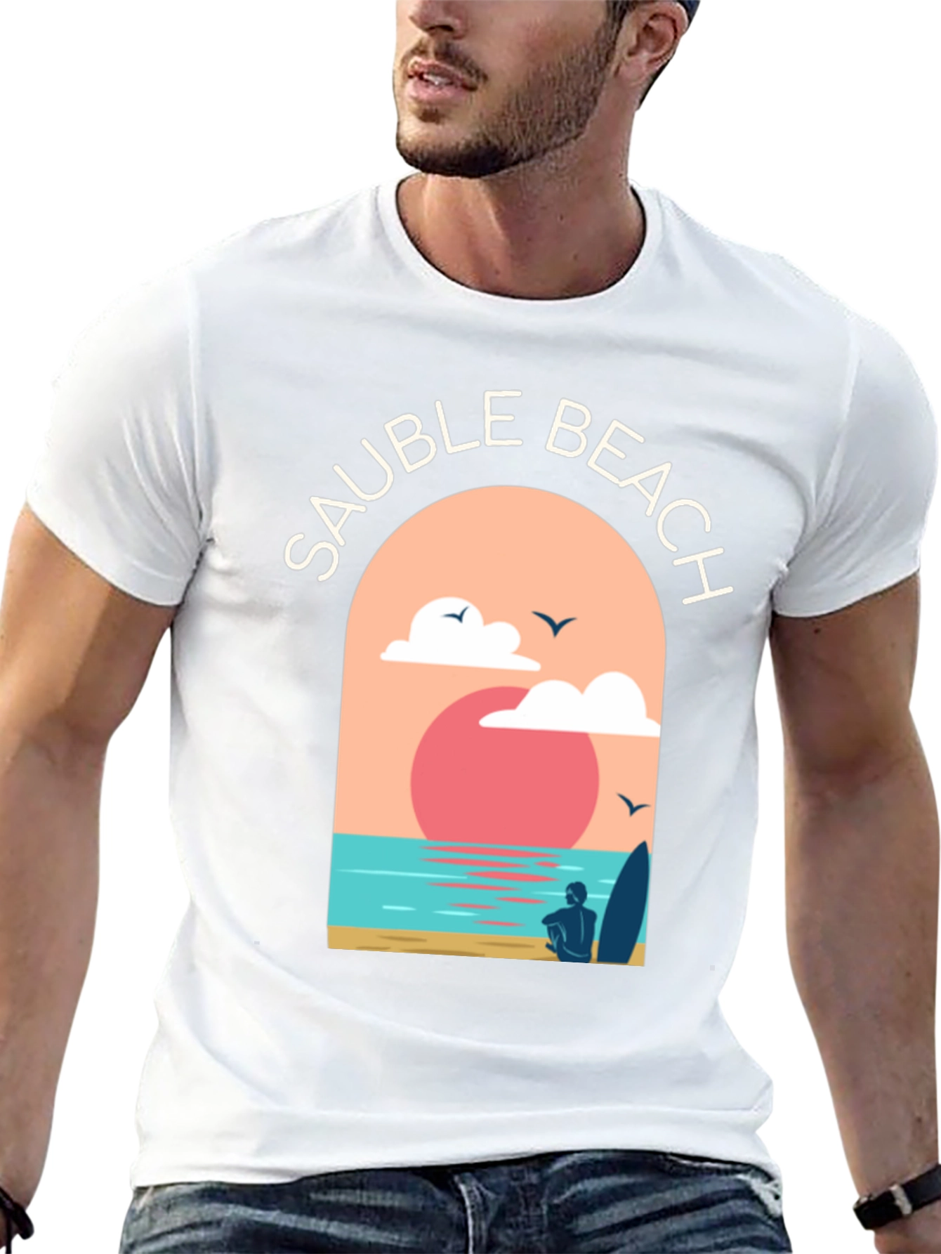 Sauble Beach Graphic Tee - Surfer Aesthetic Black T-Shirt