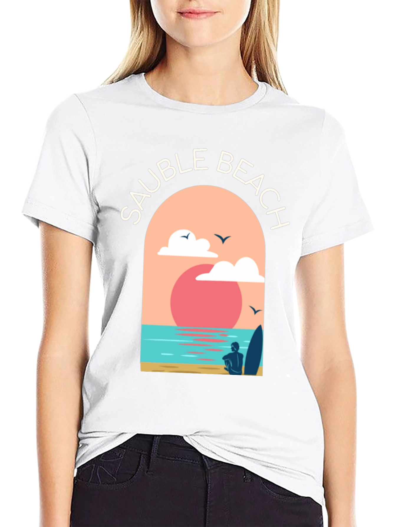 Sauble Beach Graphic Tee - Surfer Aesthetic Black T-Shirt