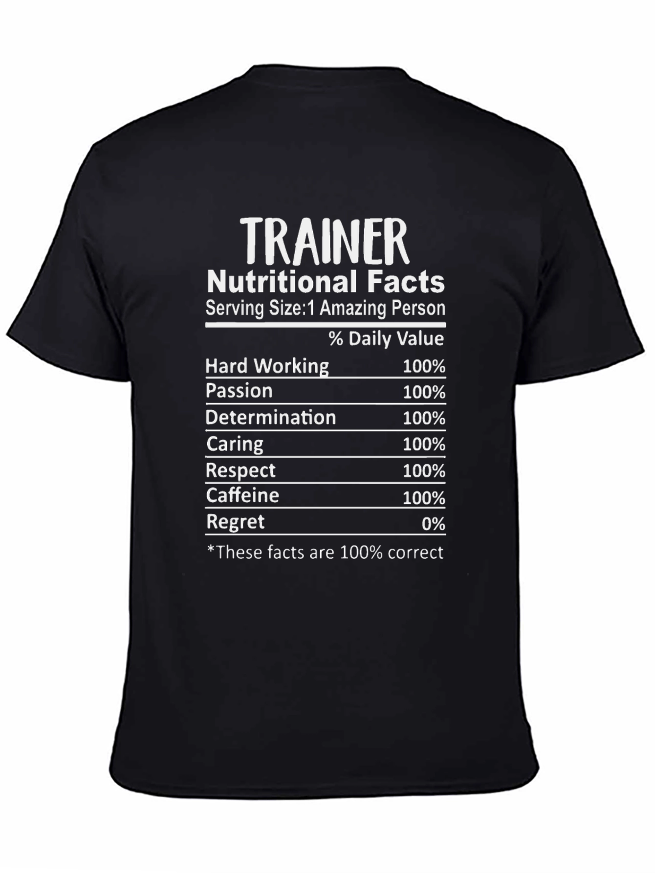 Trainer Nutritional Facts T-Shirt Funny Workout Tee