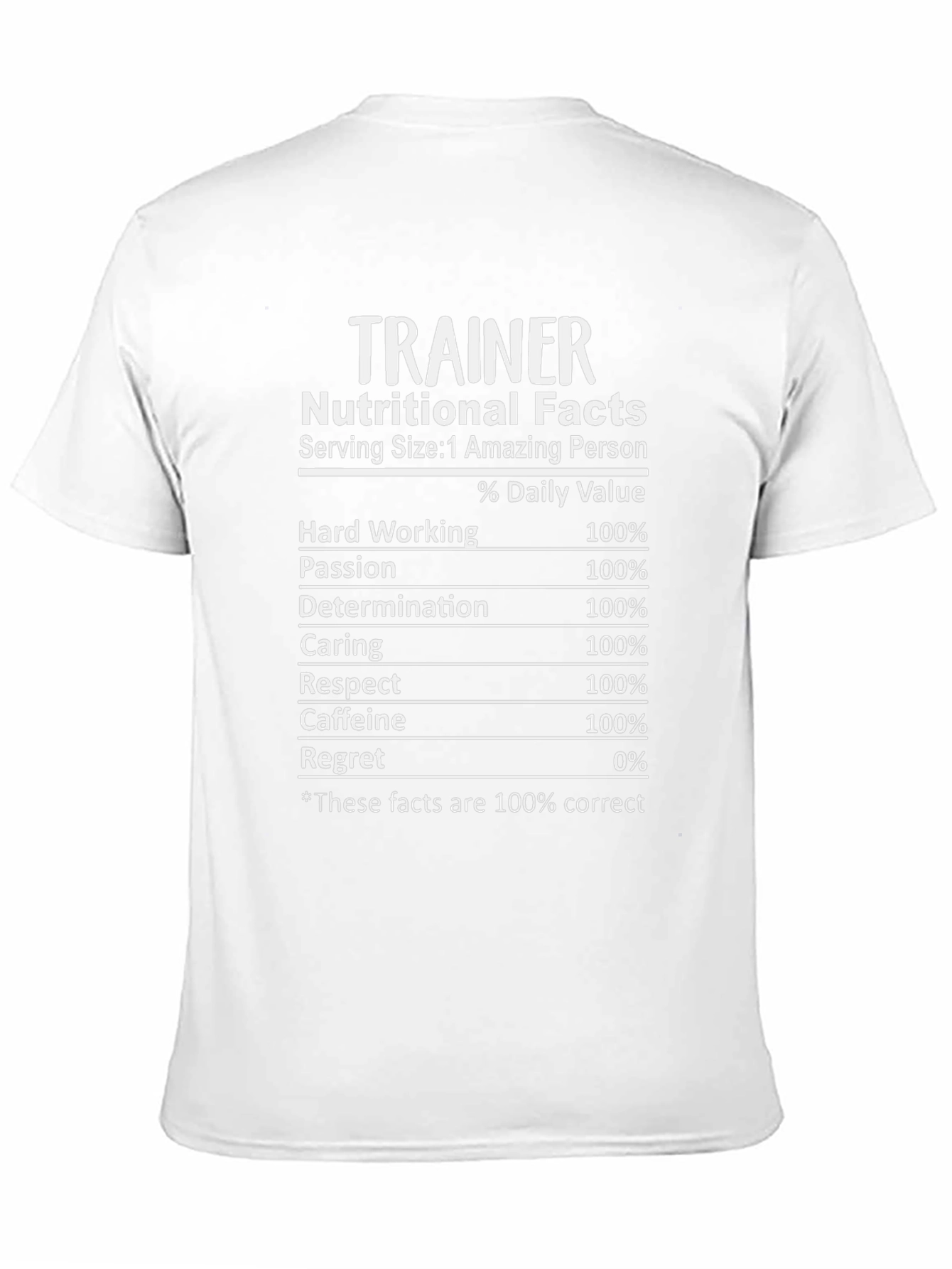 Trainer Nutritional Facts T-Shirt Funny Workout Tee