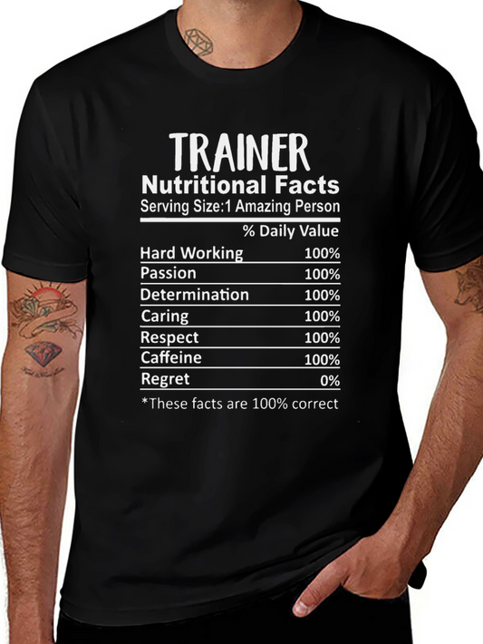 Trainer Nutritional Facts T-Shirt Funny Workout Tee