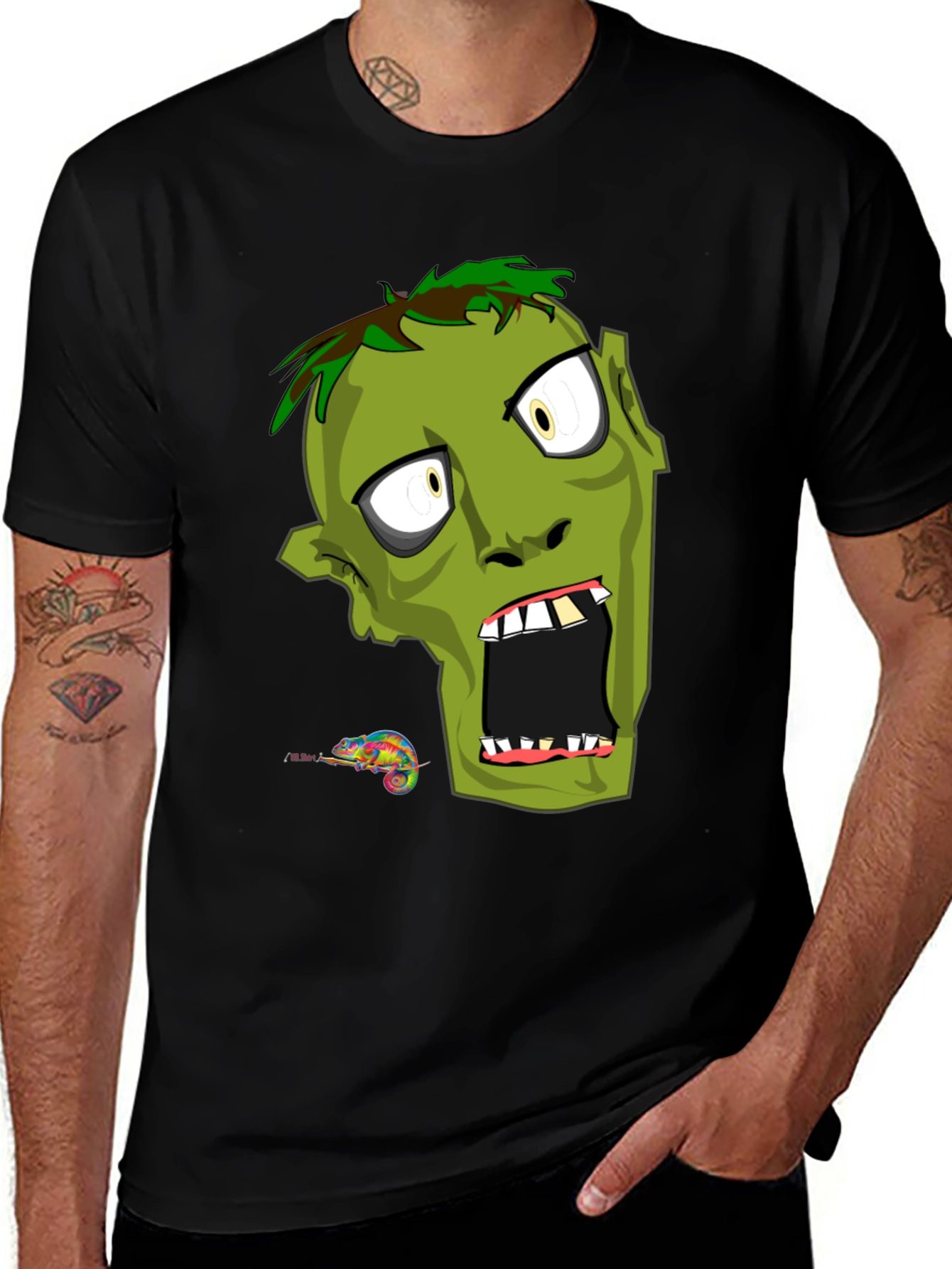 Zombie Graphic Print T-Shirt - Mens Black Tee