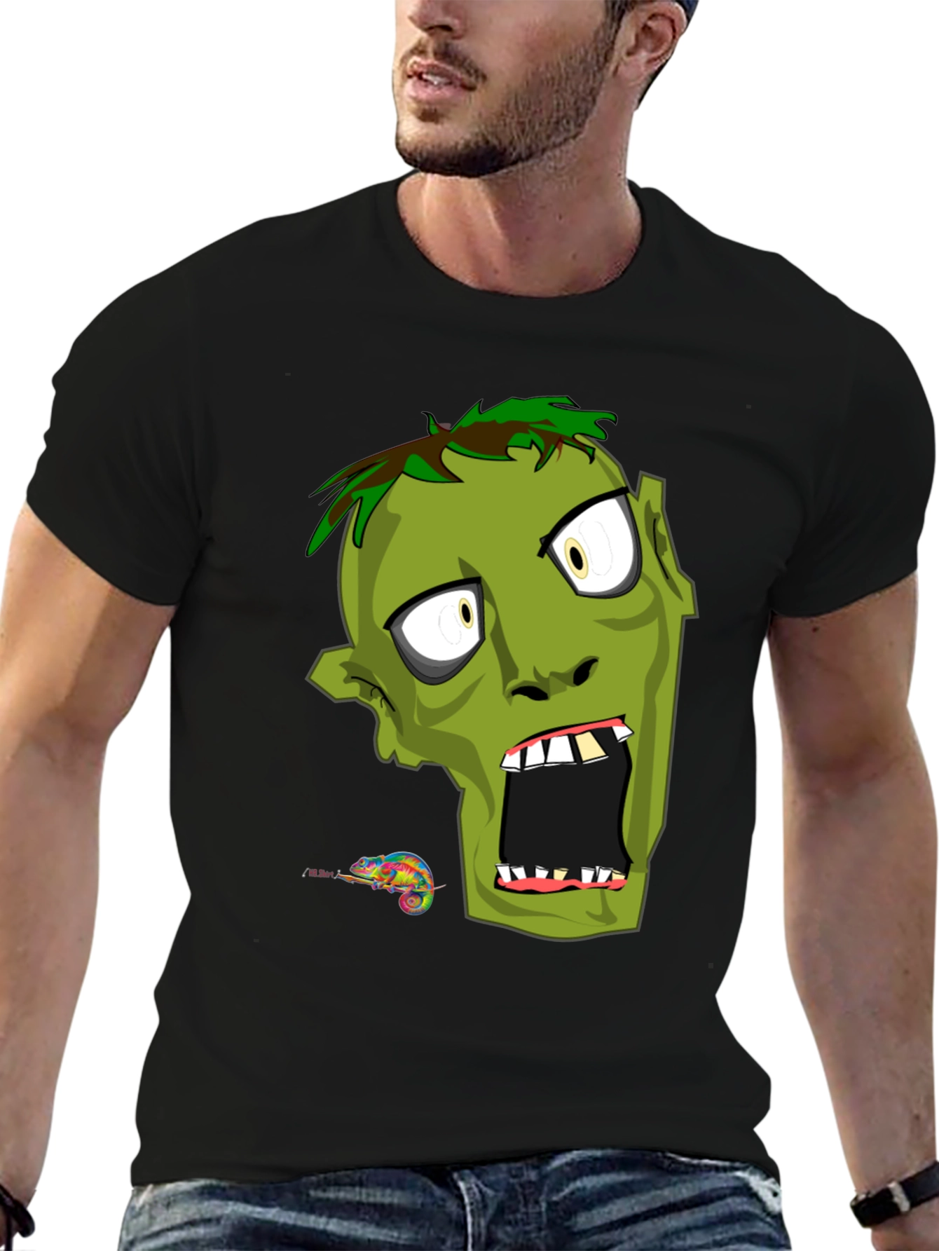 Zombie Graphic Print T-Shirt - Mens Black Tee