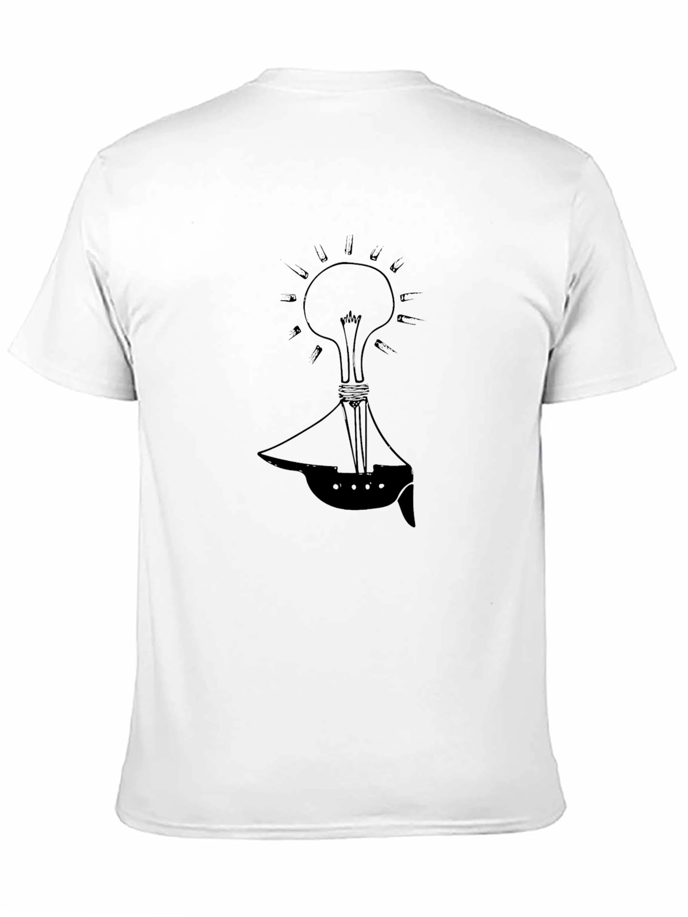 Conceptual Lightbulb Boat Black T-Shirt