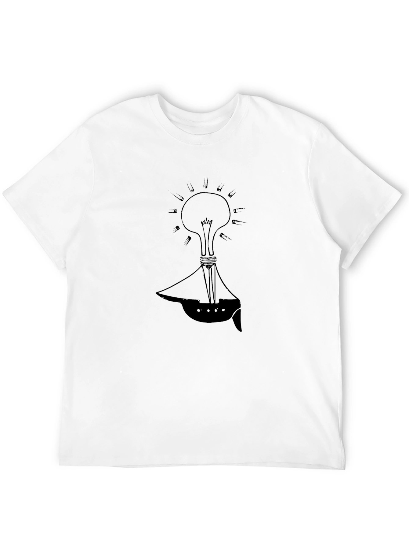 Conceptual Lightbulb Boat Black T-Shirt