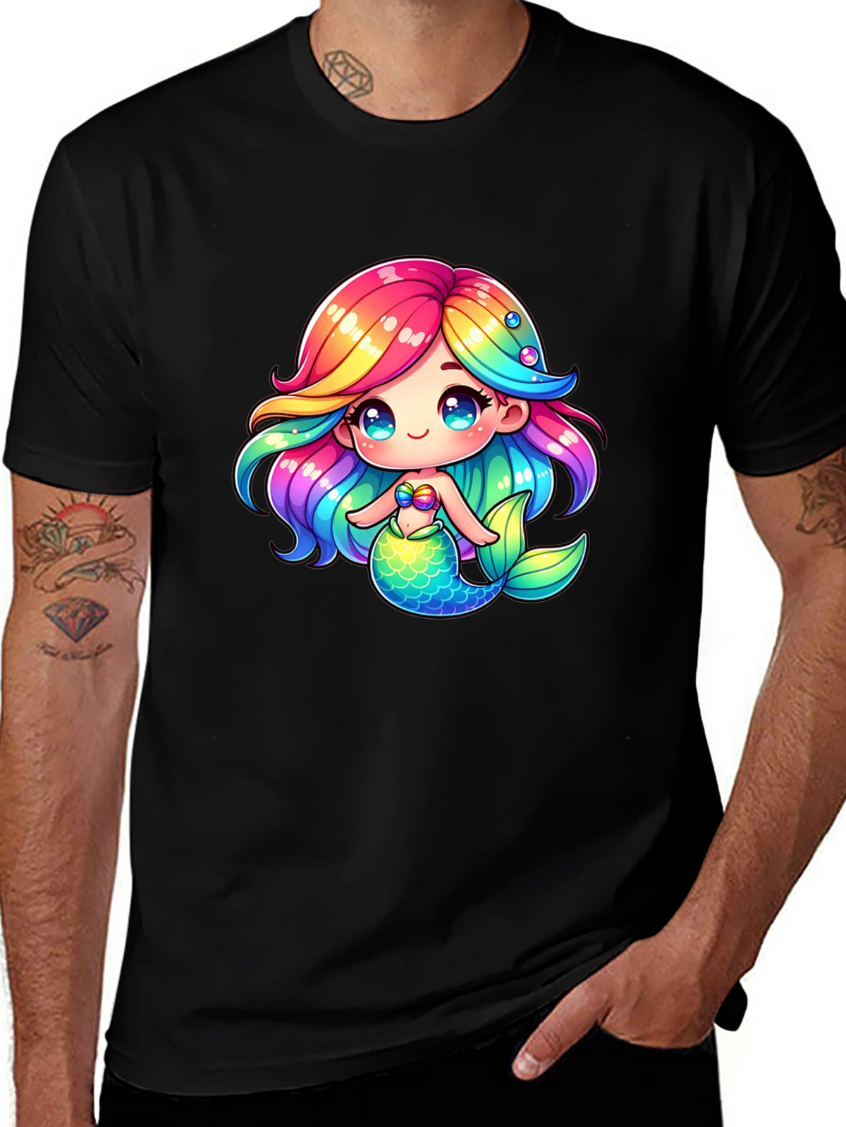 Mermaid Cartoon Graphic Tee - Fun & Stylish!