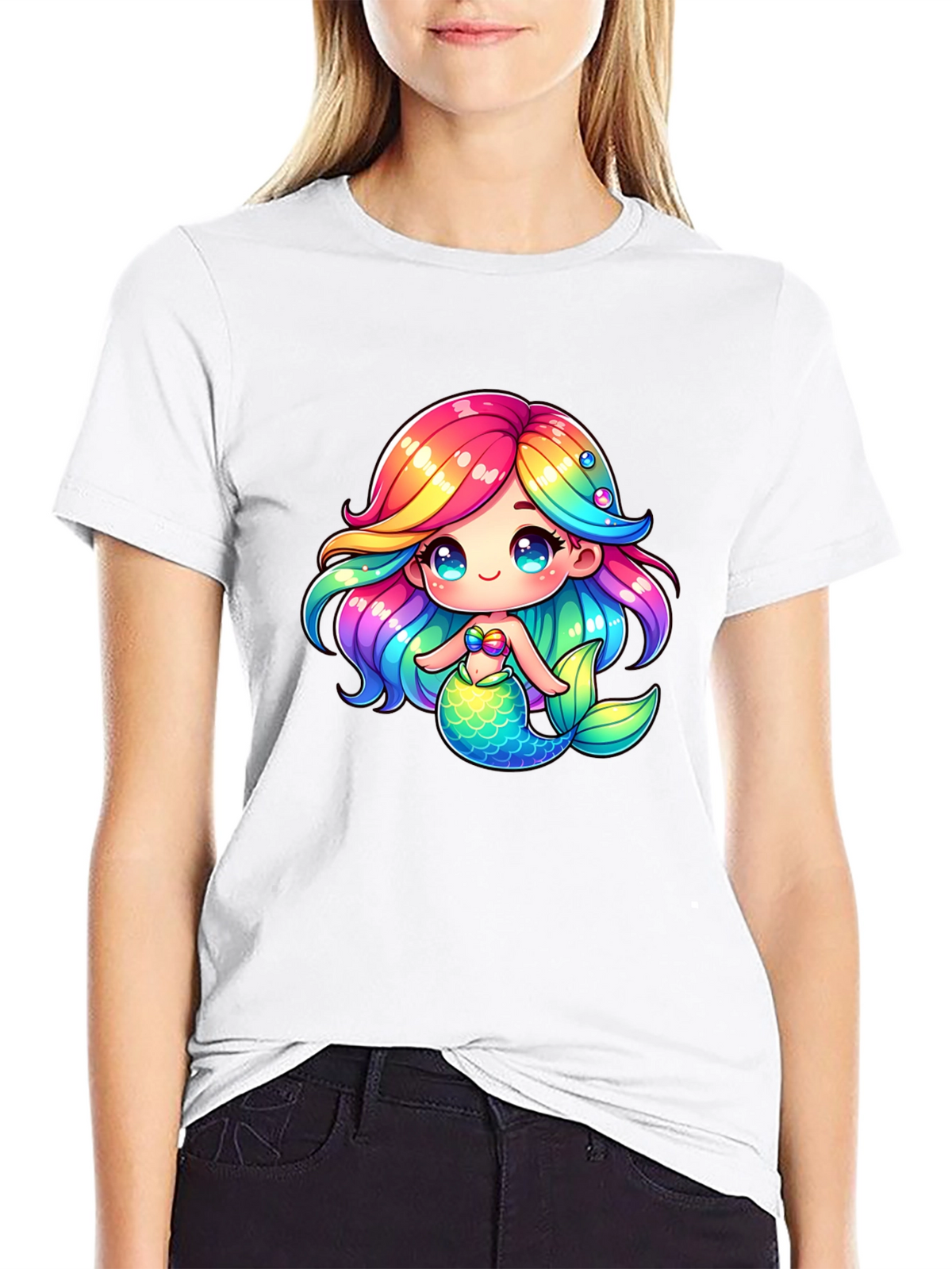 Mermaid Cartoon Graphic Tee - Fun & Stylish!