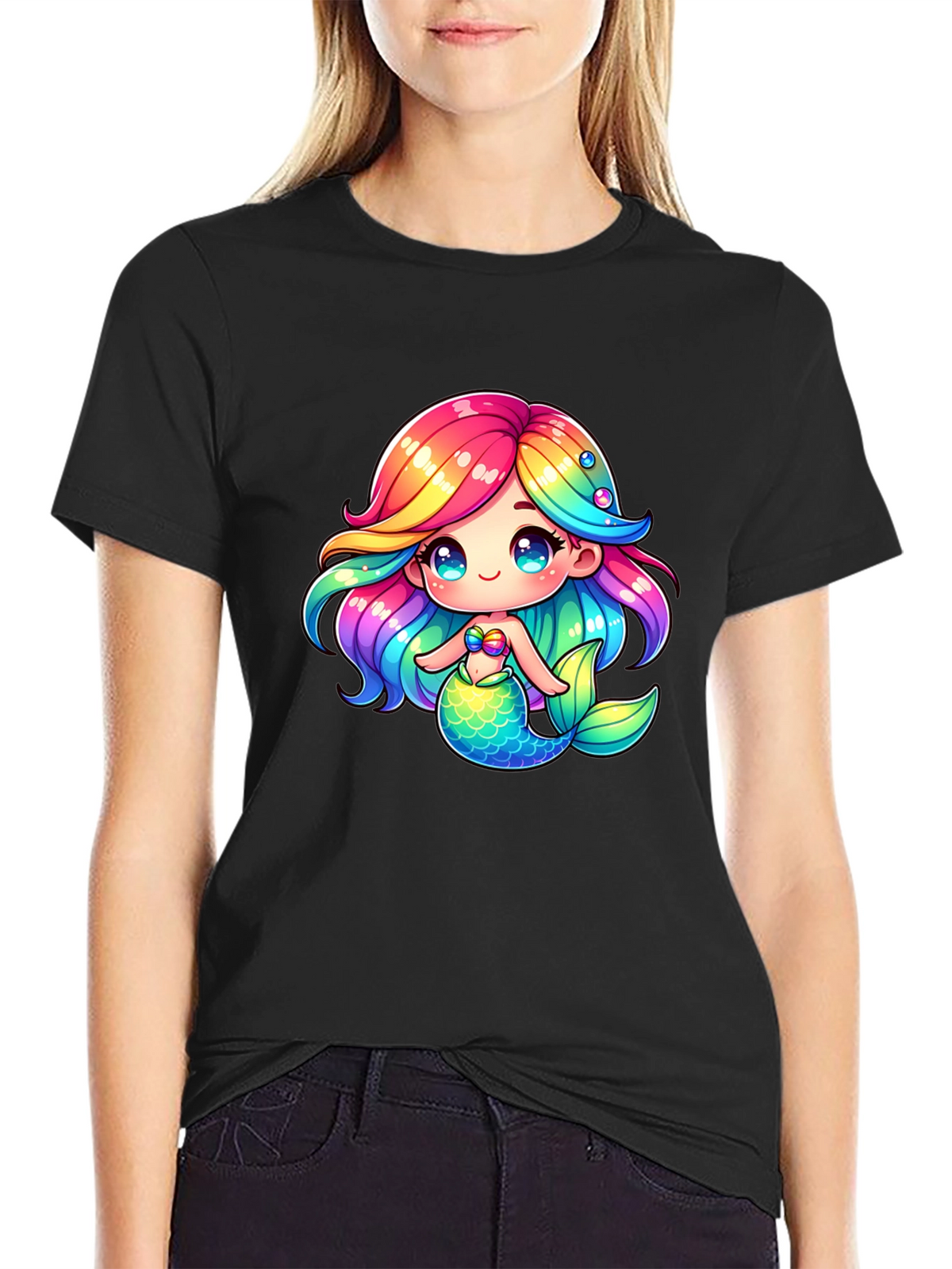 Mermaid Cartoon Graphic Tee - Fun & Stylish!