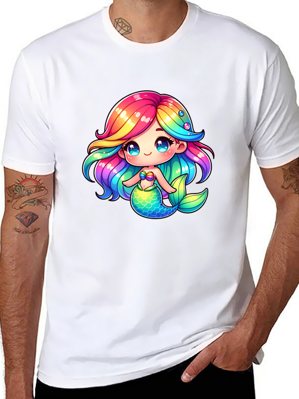 Mermaid Cartoon Graphic Tee - Fun & Stylish!