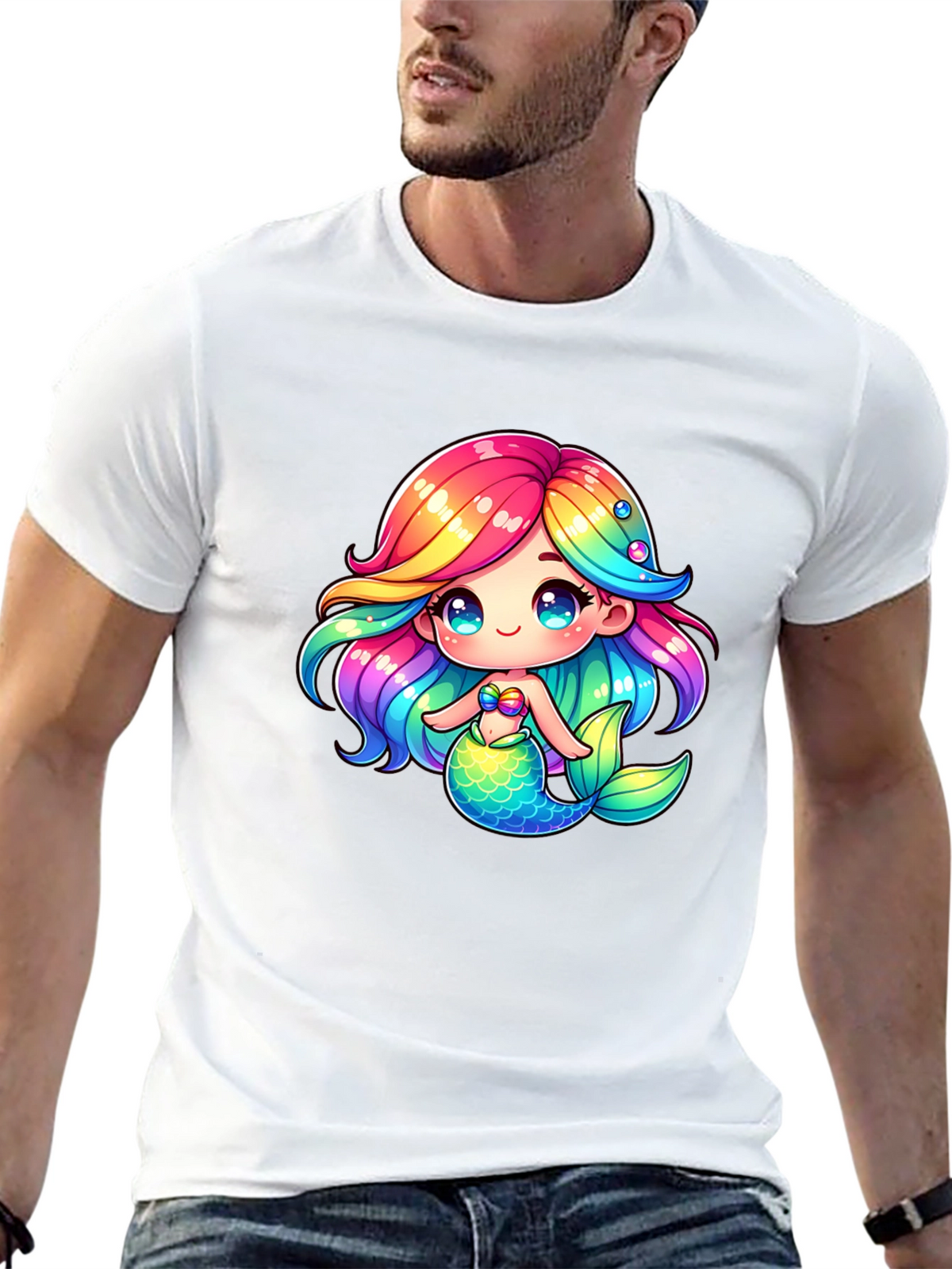 Mermaid Cartoon Graphic Tee - Fun & Stylish!