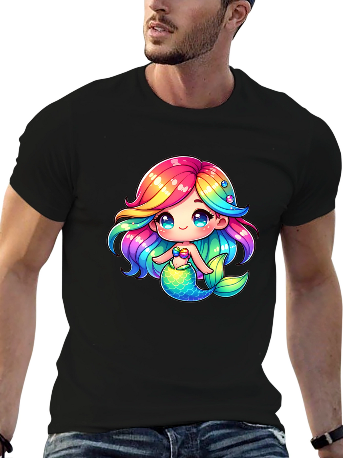 Mermaid Cartoon Graphic Tee - Fun & Stylish!