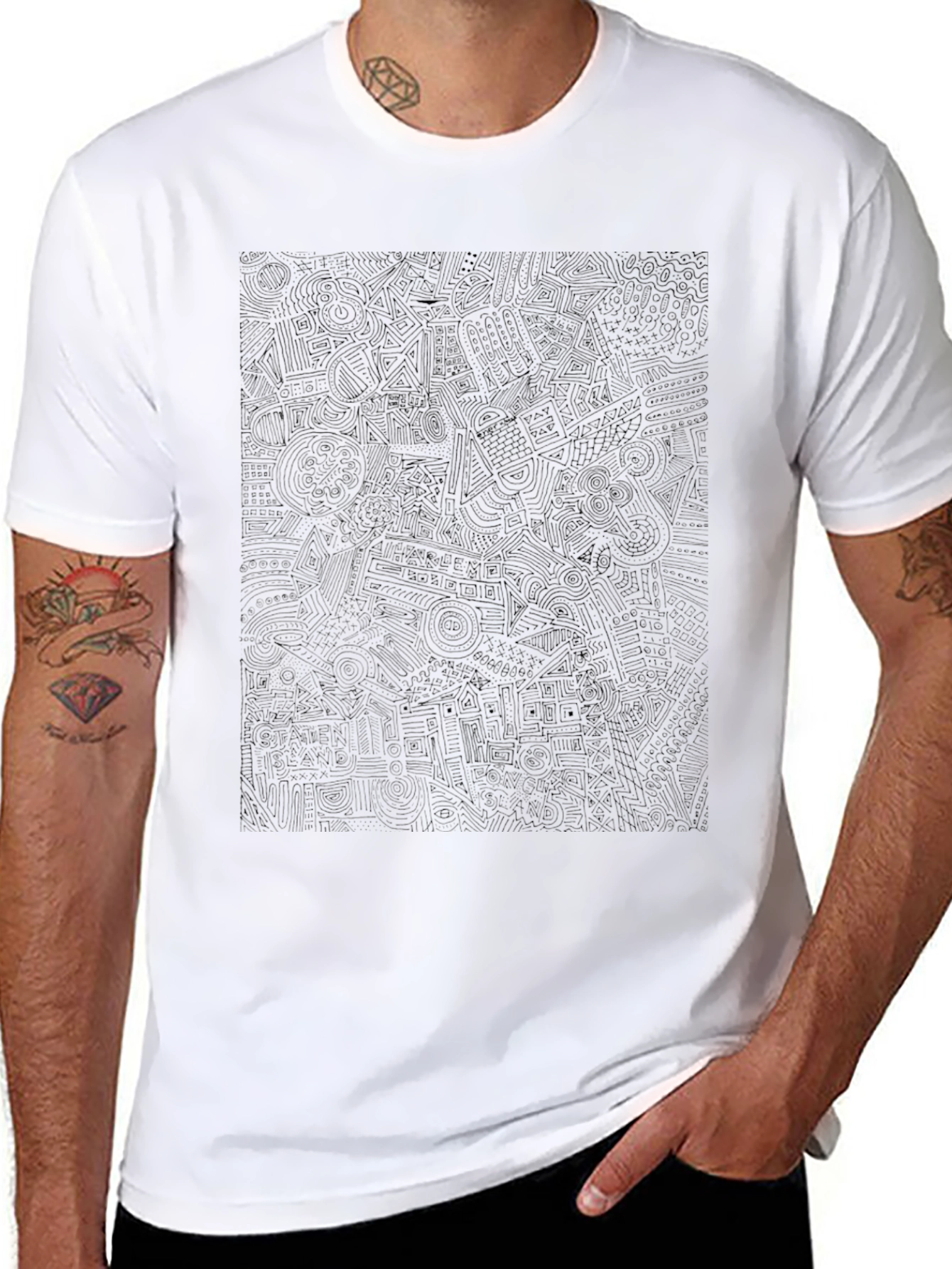 Black Abstract Patterned T-Shirt