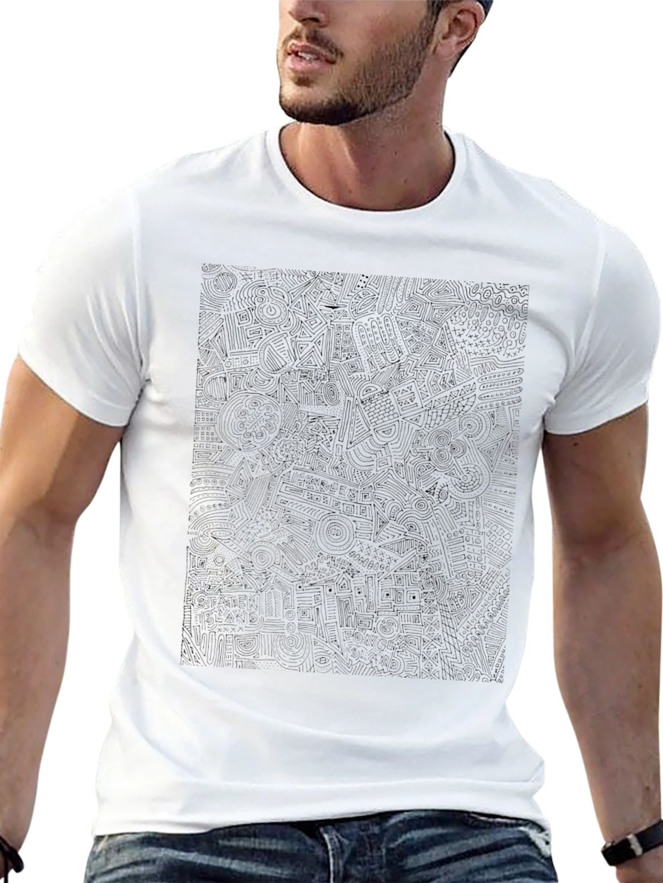 Black Abstract Patterned T-Shirt
