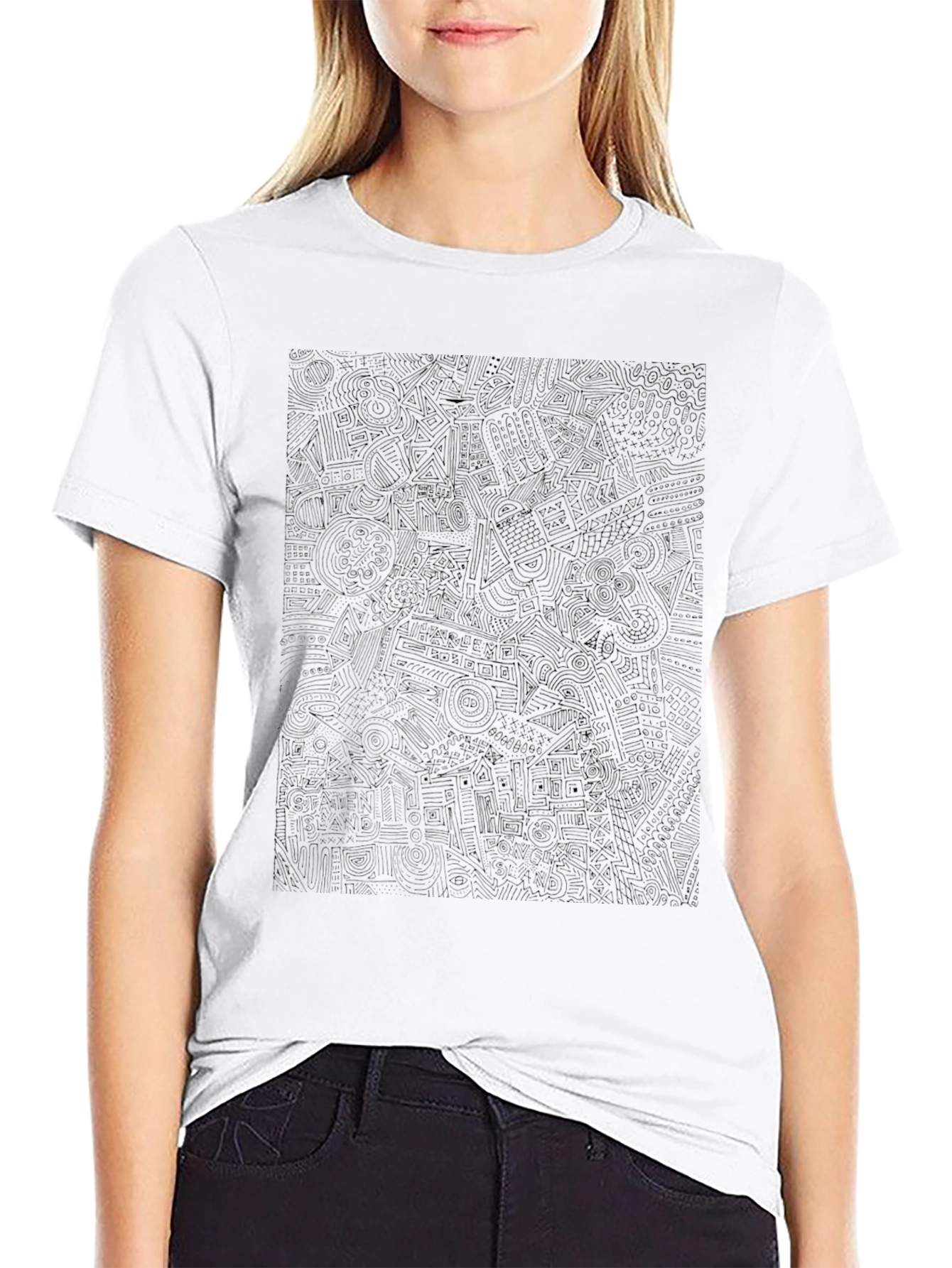 Black Abstract Patterned T-Shirt