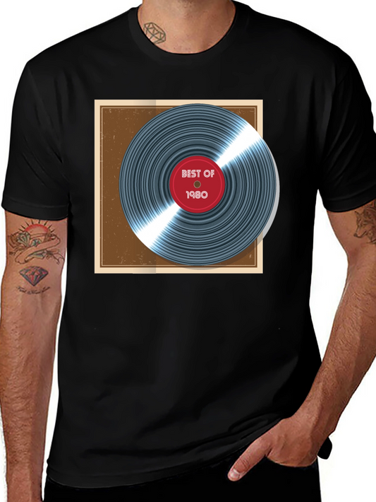 Retro Best of 1980 Vinyl Record Graphic T-Shirt