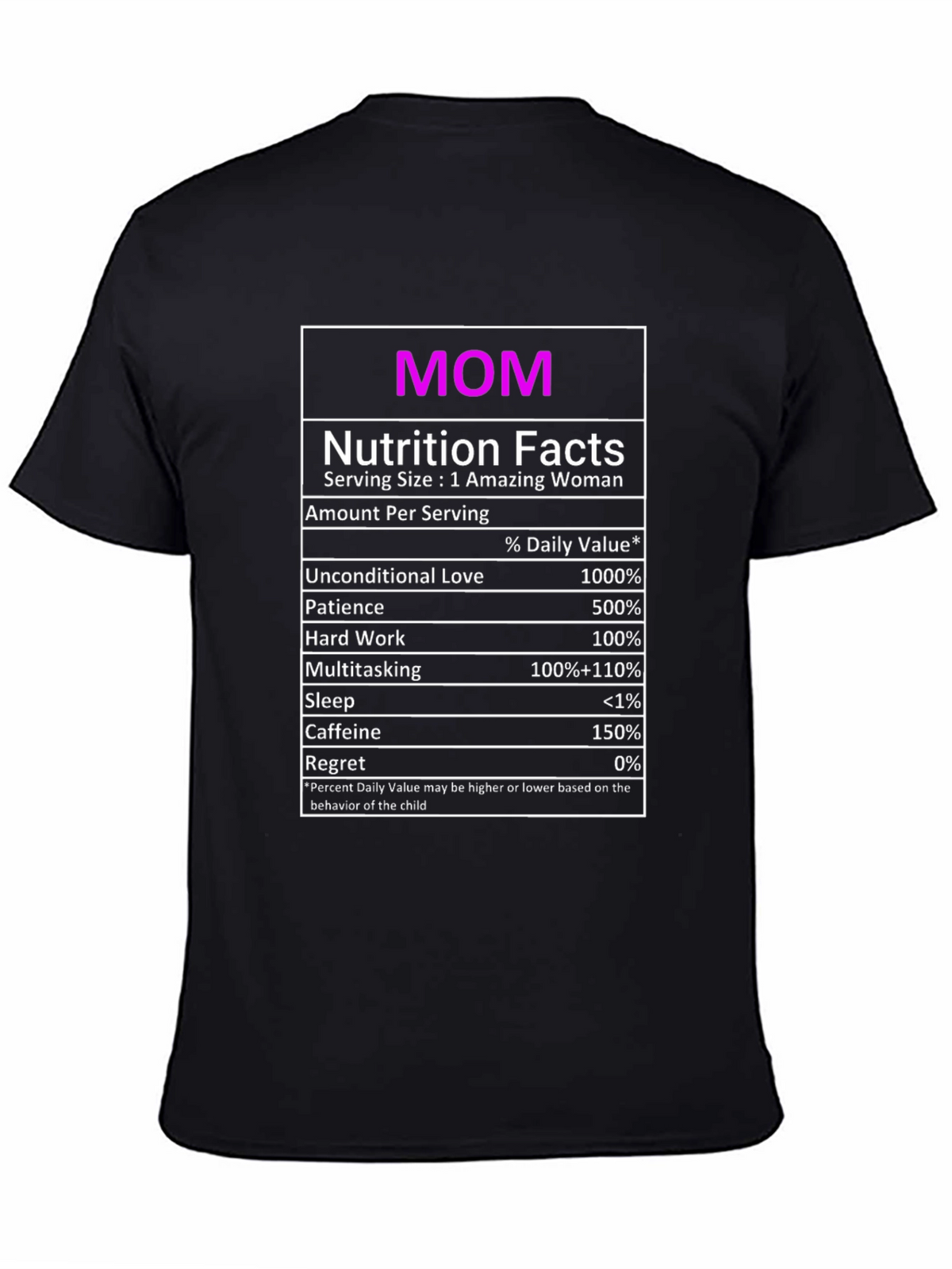 Mom Nutrition Facts Graphic T-Shirt