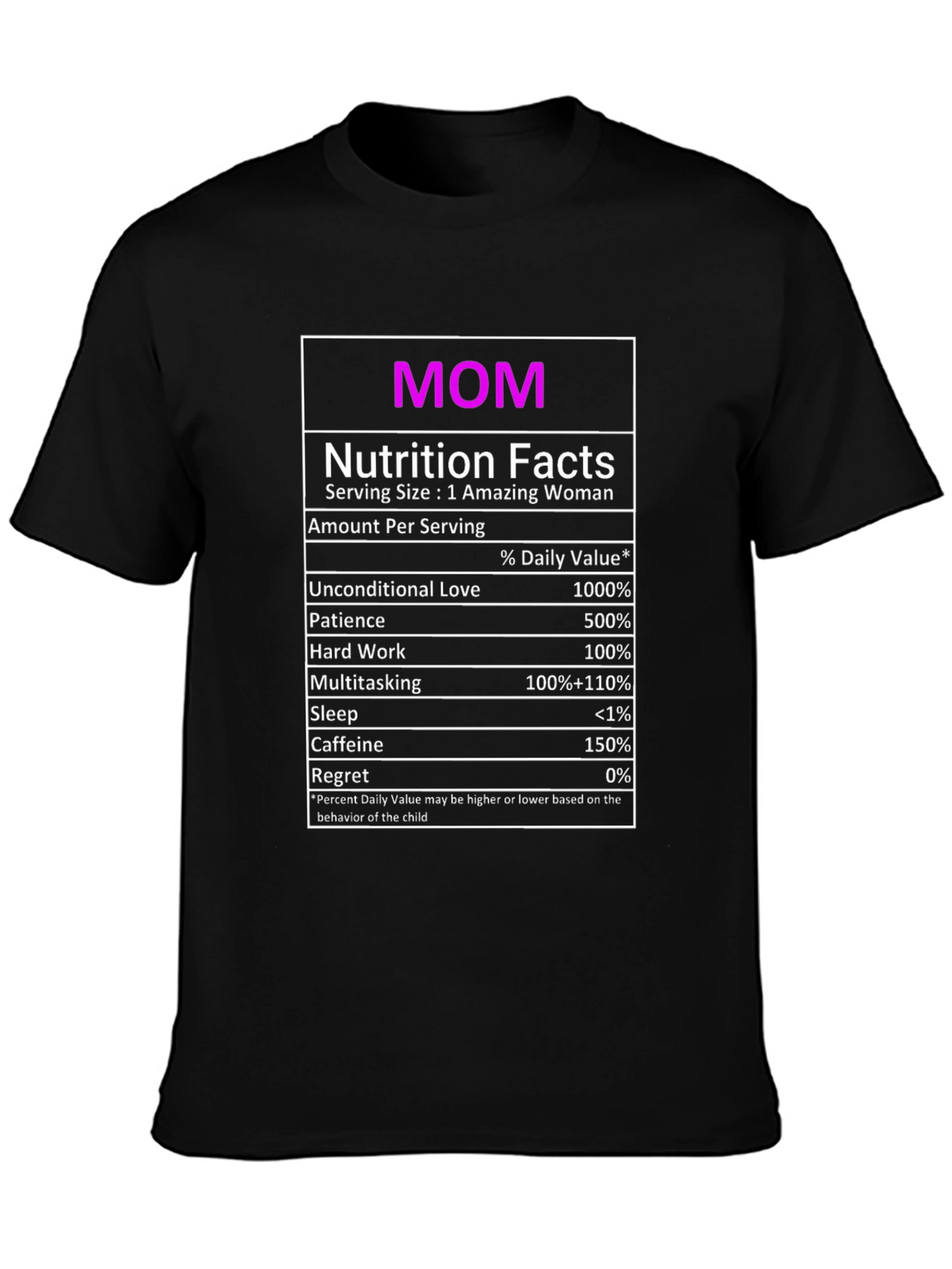 Mom Nutrition Facts Graphic T-Shirt