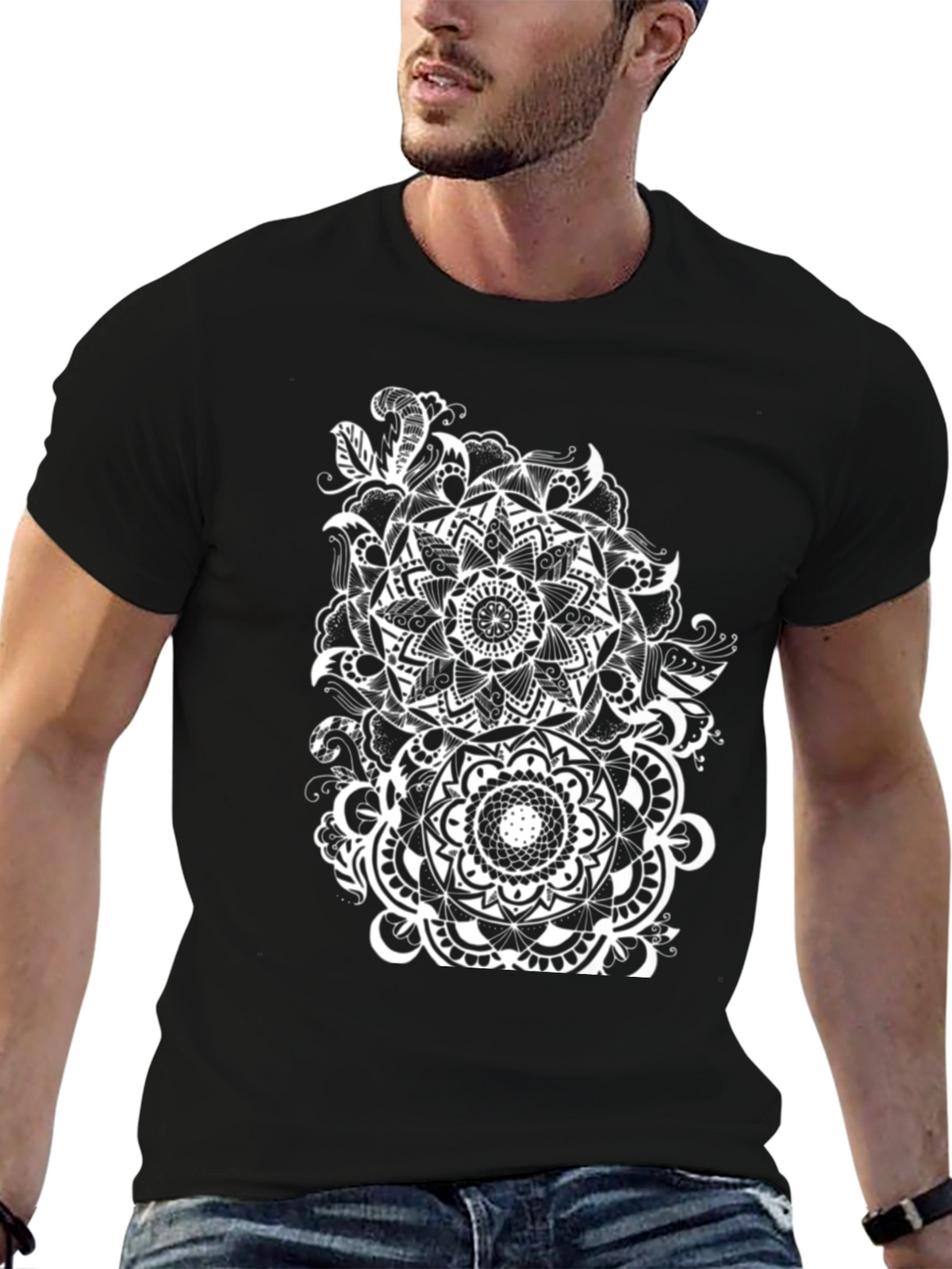 Mandala Art Black T-Shirt