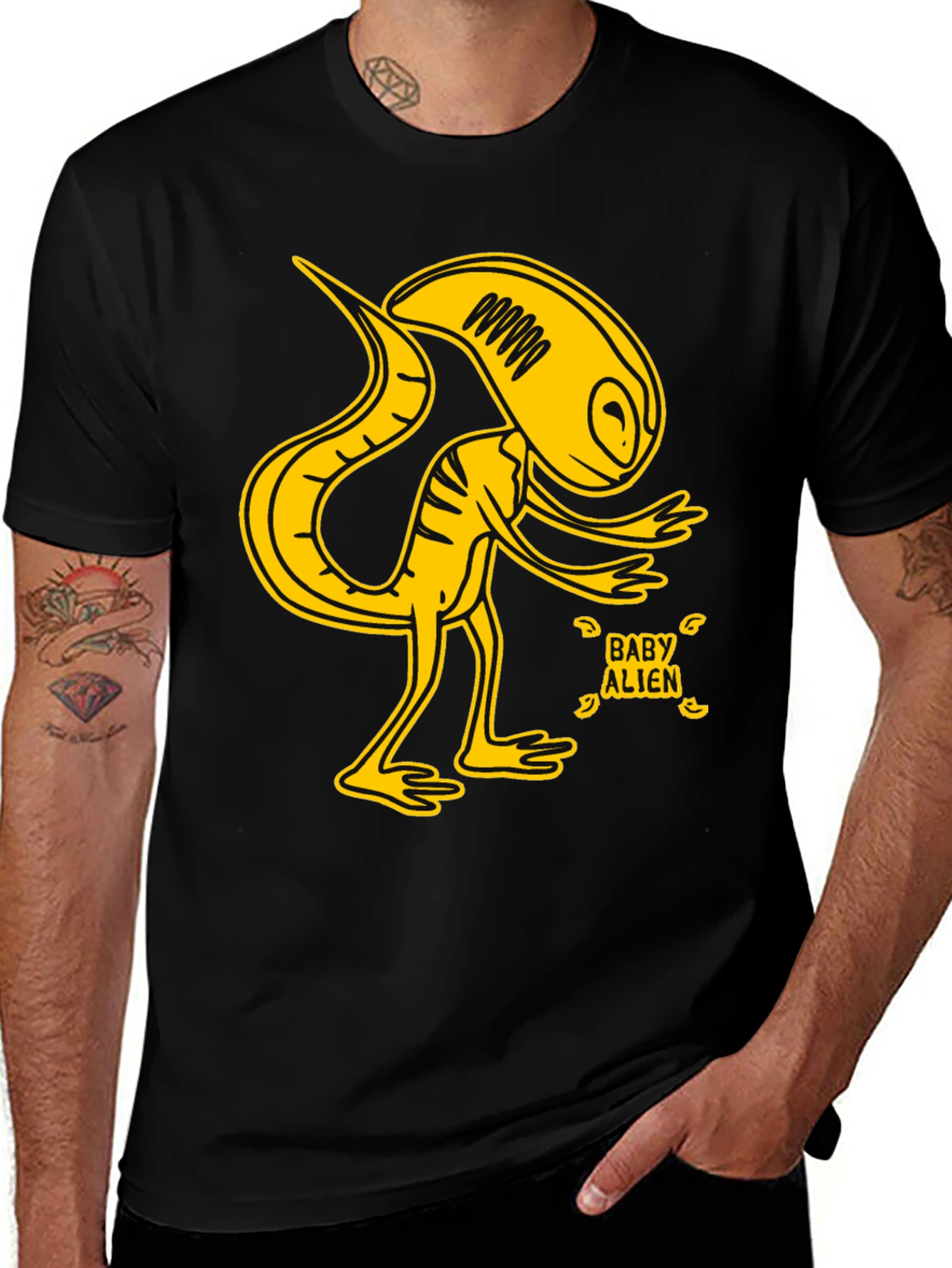 Baby Alien Graphic T-Shirt - Yellow Design