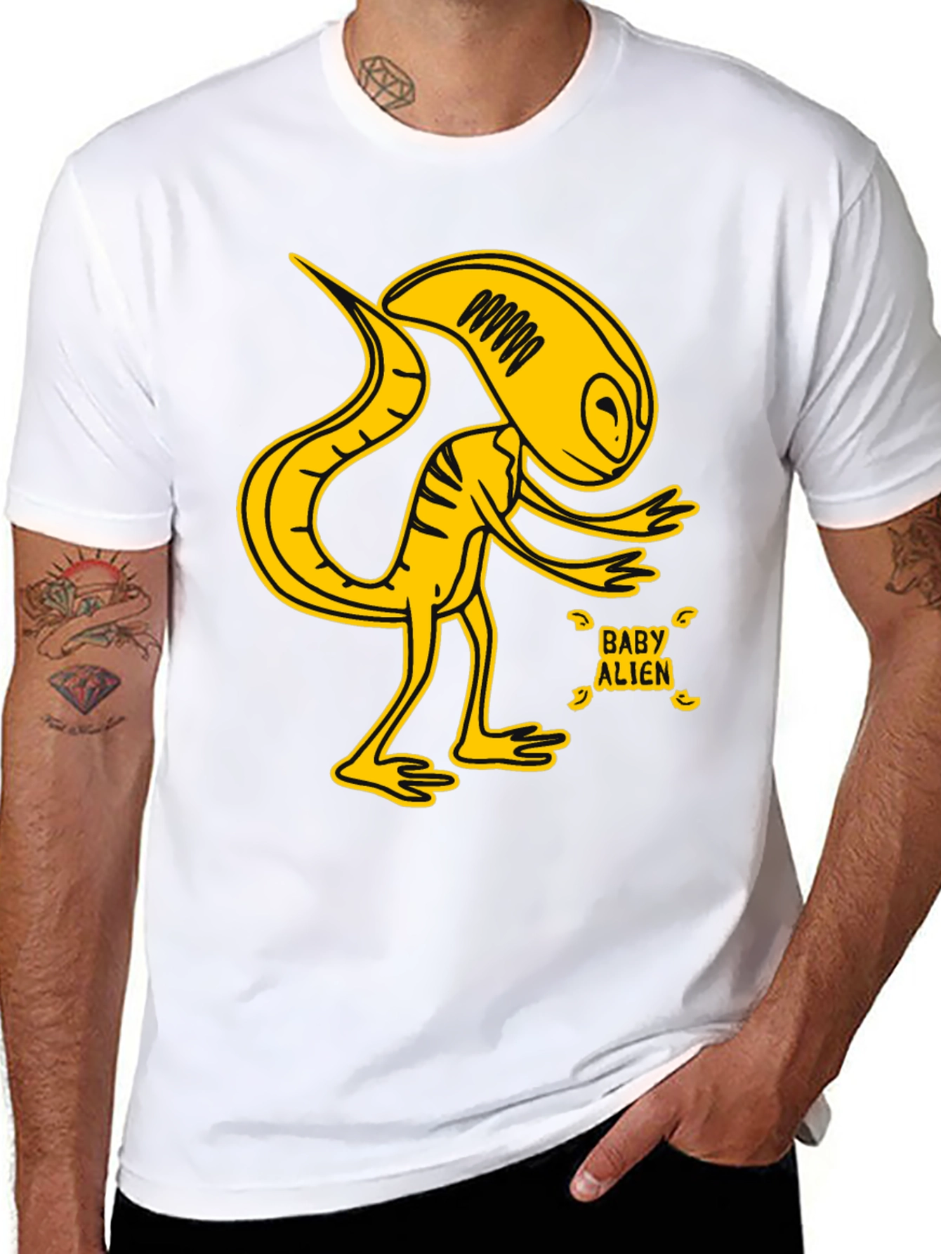 Baby Alien Graphic T-Shirt - Yellow Design