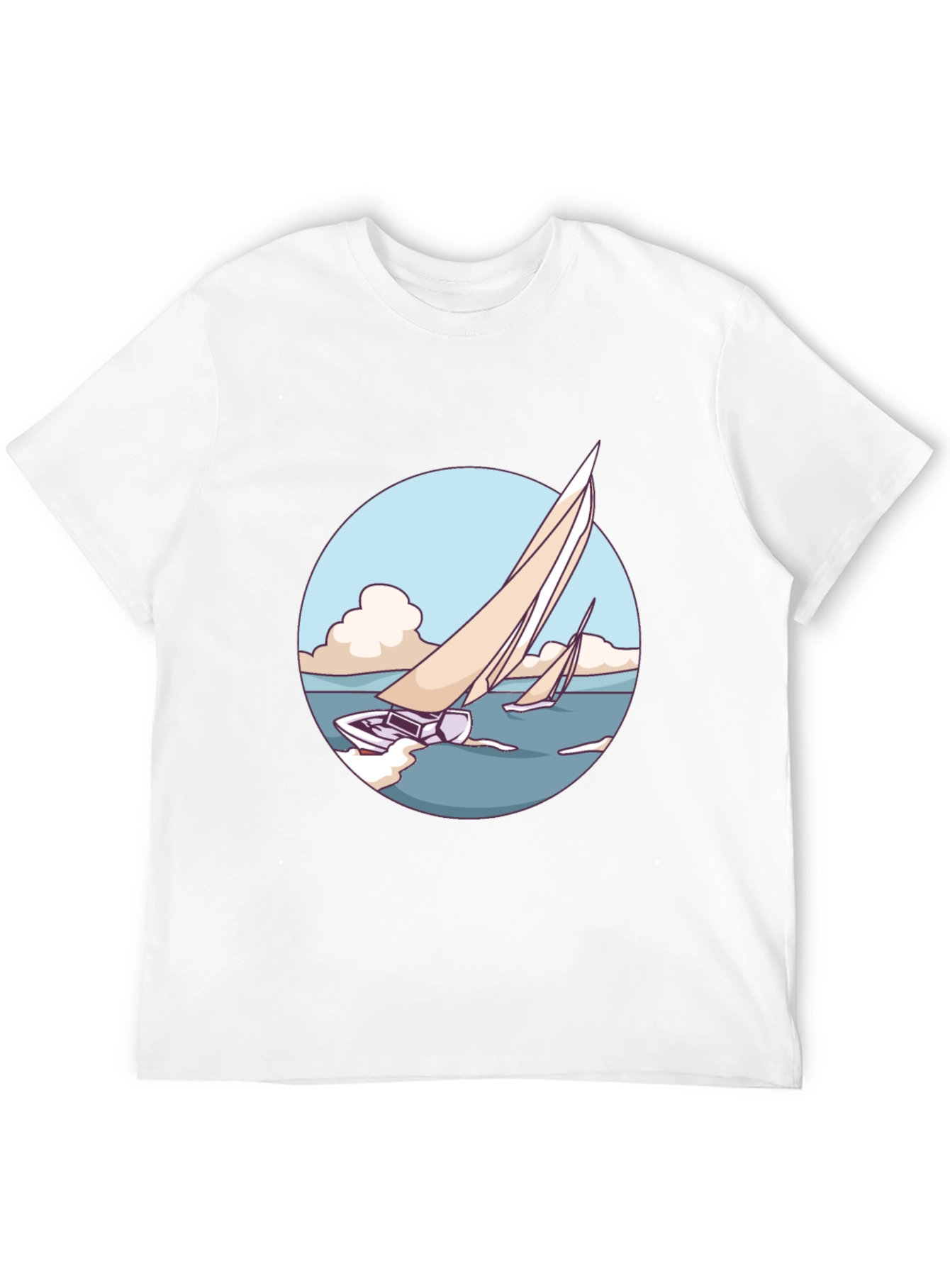 Sailboat Graphic Tee - Black Cotton Blend T-Shirt