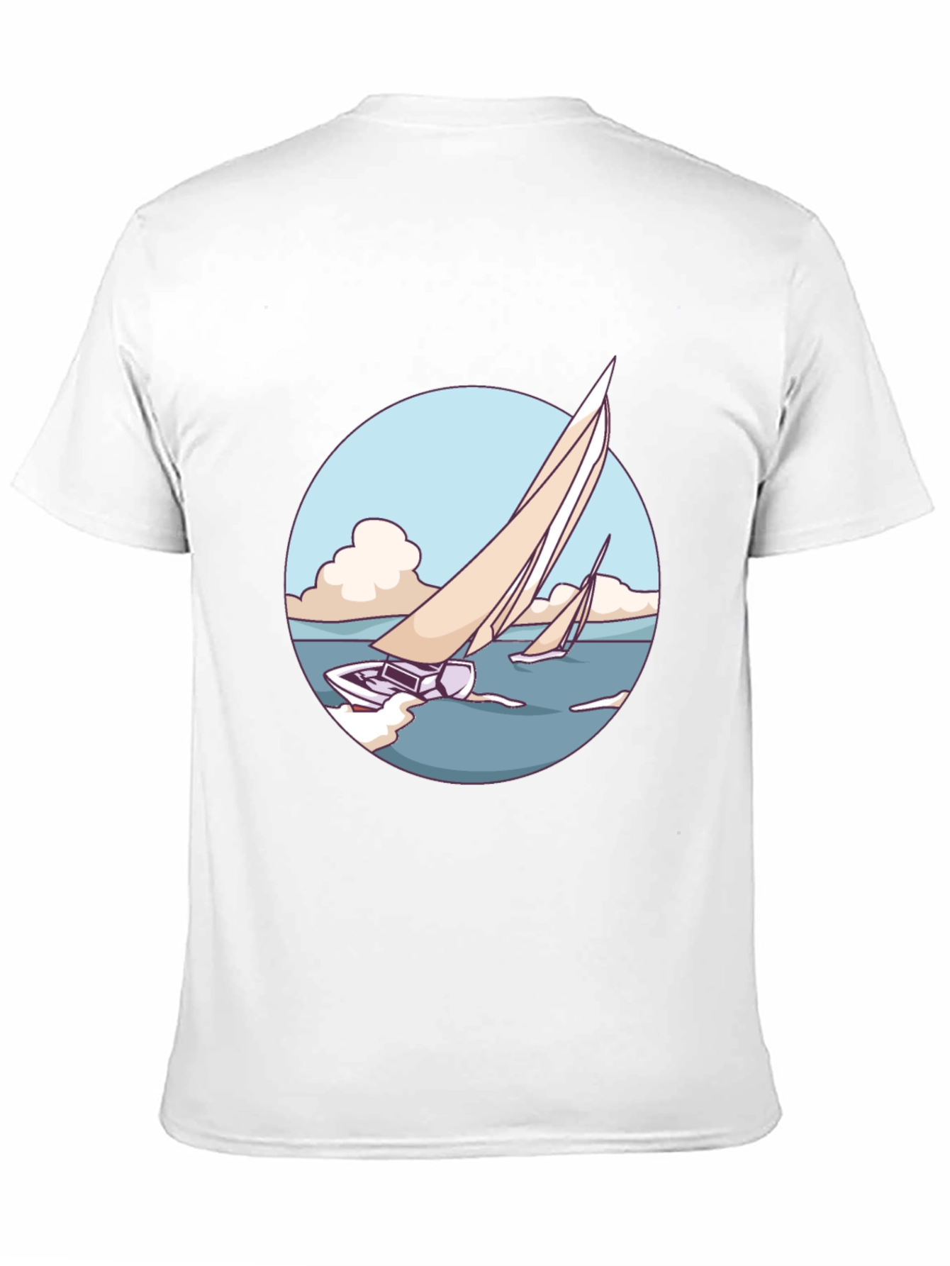 Sailboat Graphic Tee - Black Cotton Blend T-Shirt