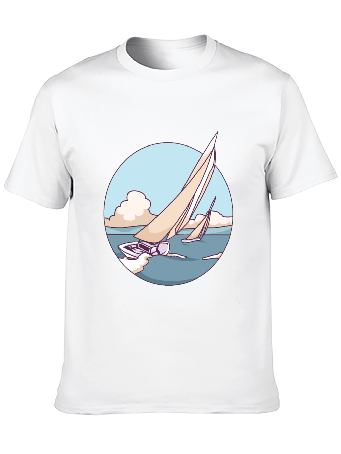 Sailboat Graphic Tee - Black Cotton Blend T-Shirt