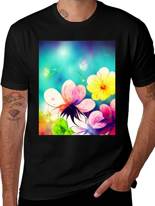 Floral Art T-Shirt - Colorful Flower Design