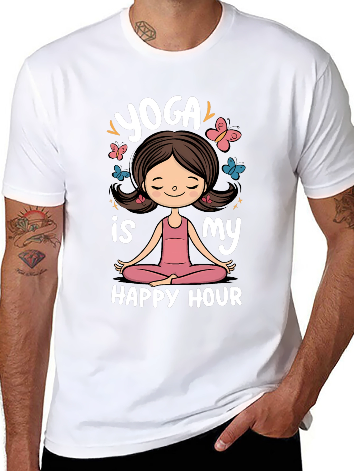 Yoga is My Happy Hour Black Graphic Tee