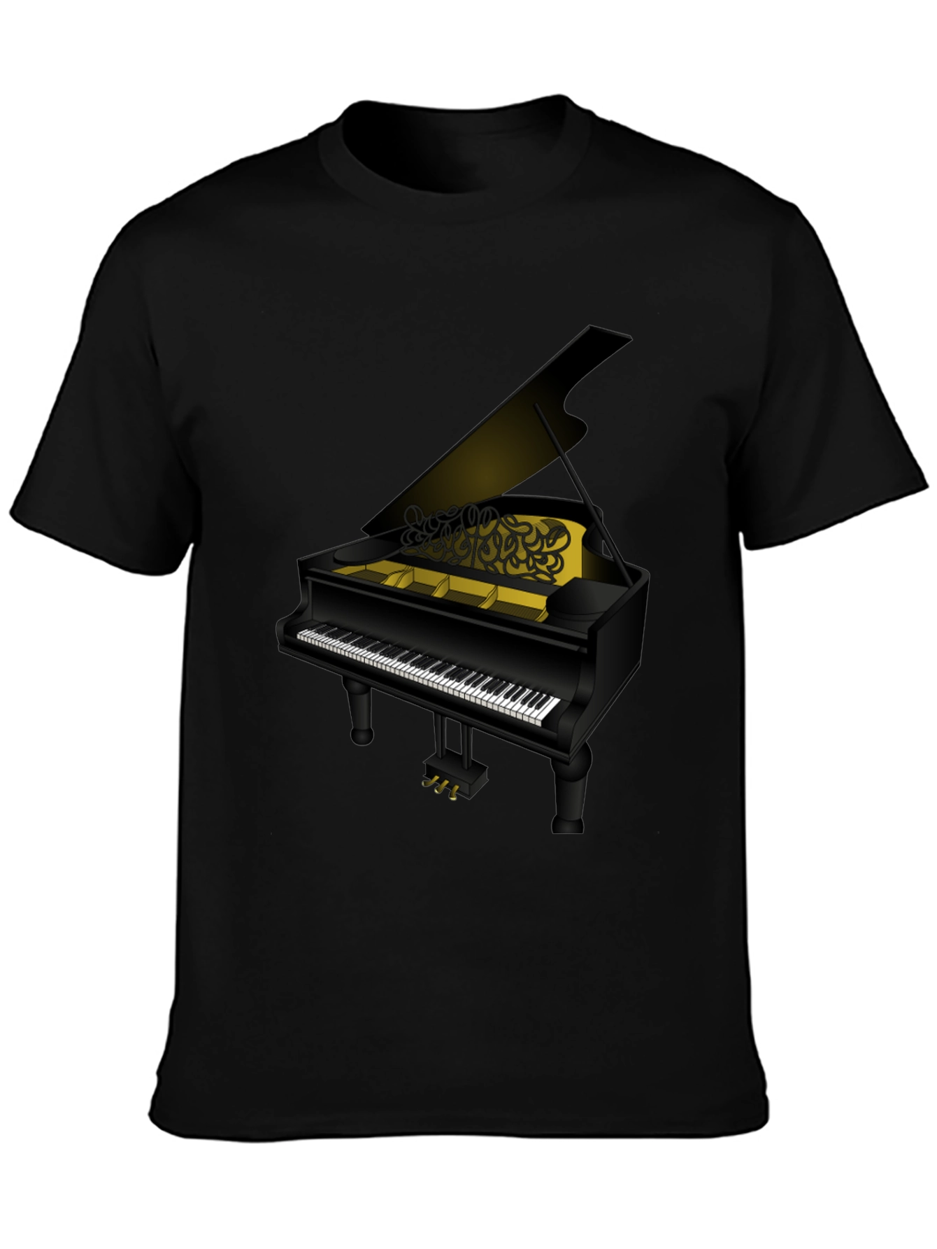 Piano Graphic T-Shirt - Black Cotton Tee