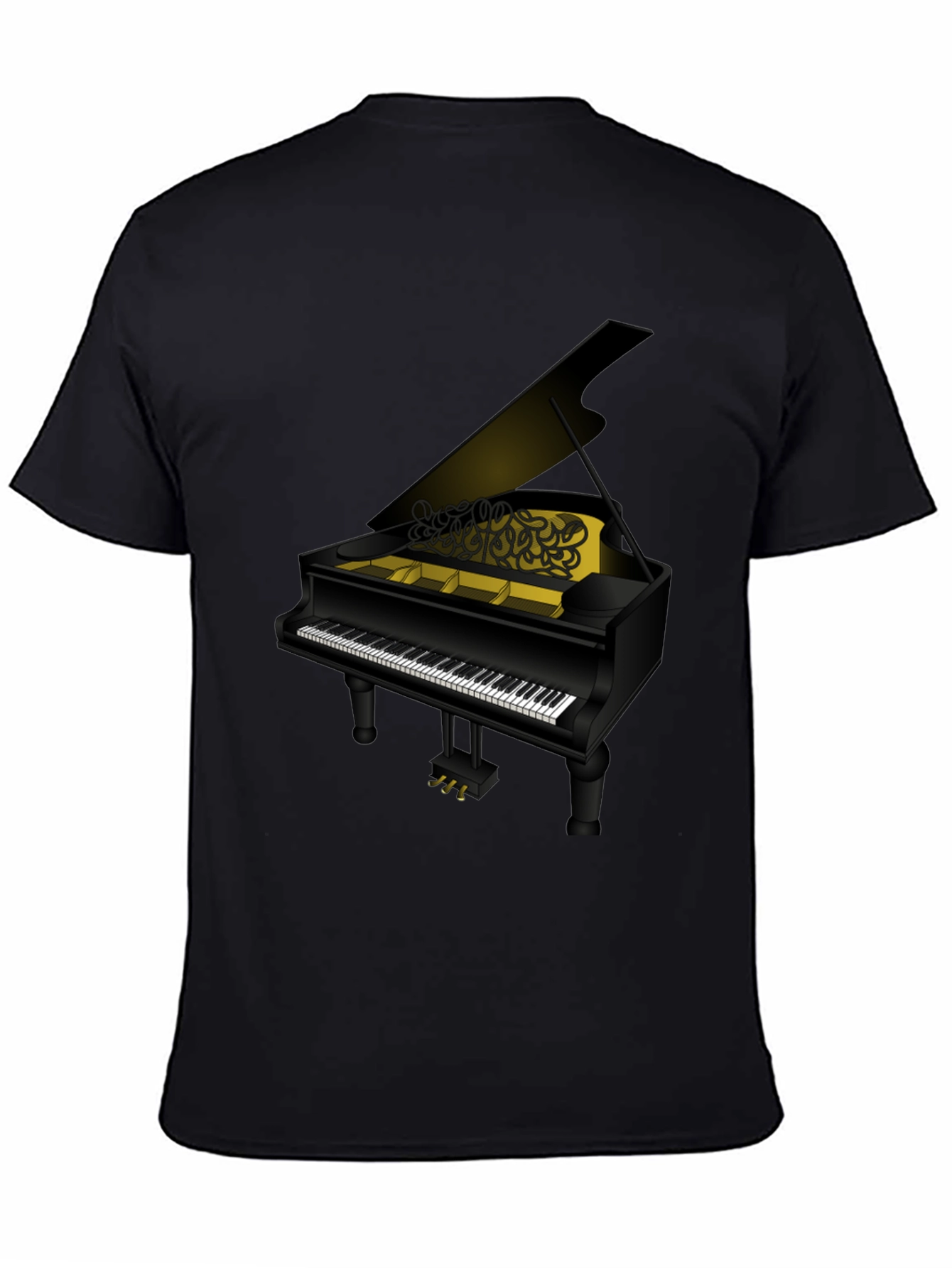 Piano Graphic T-Shirt - Black Cotton Tee