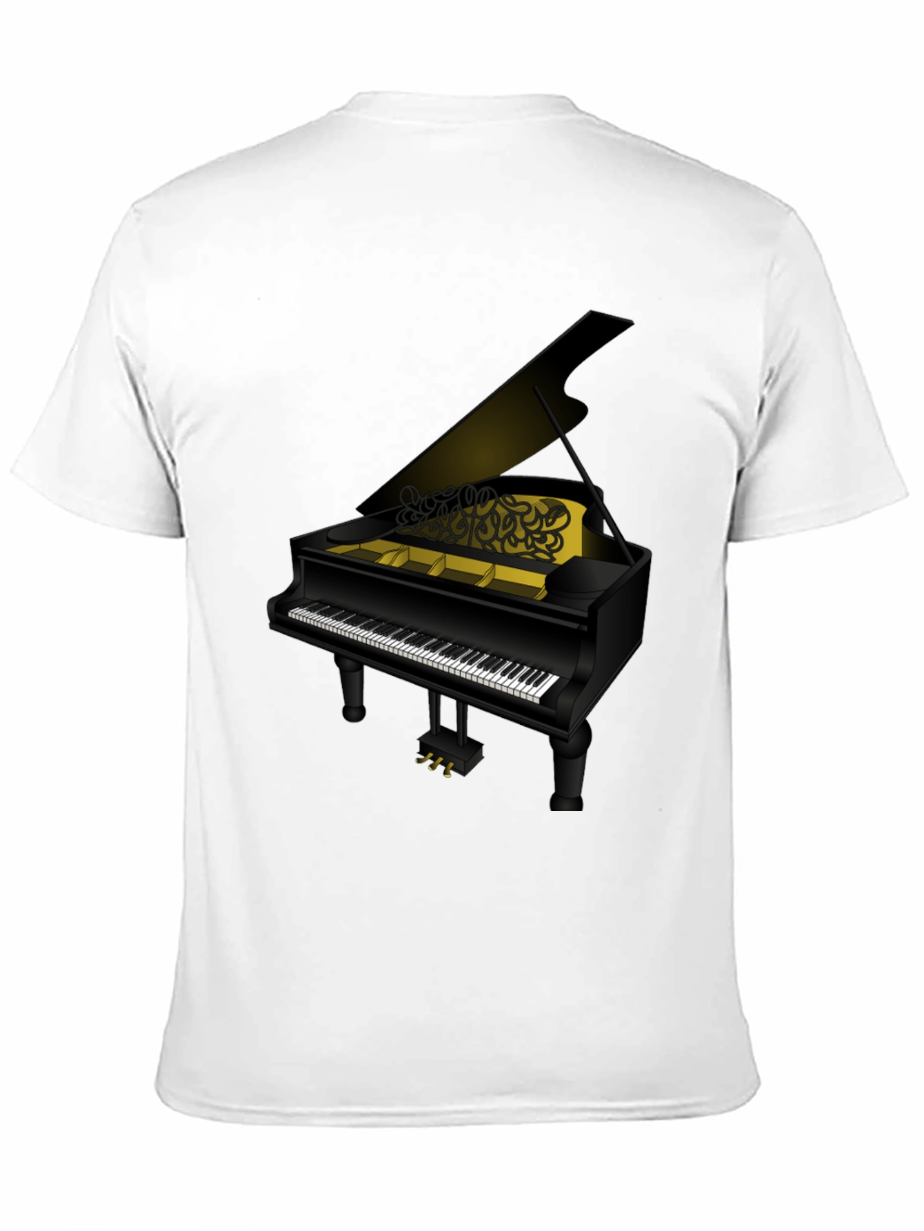 Piano Graphic T-Shirt - Black Cotton Tee