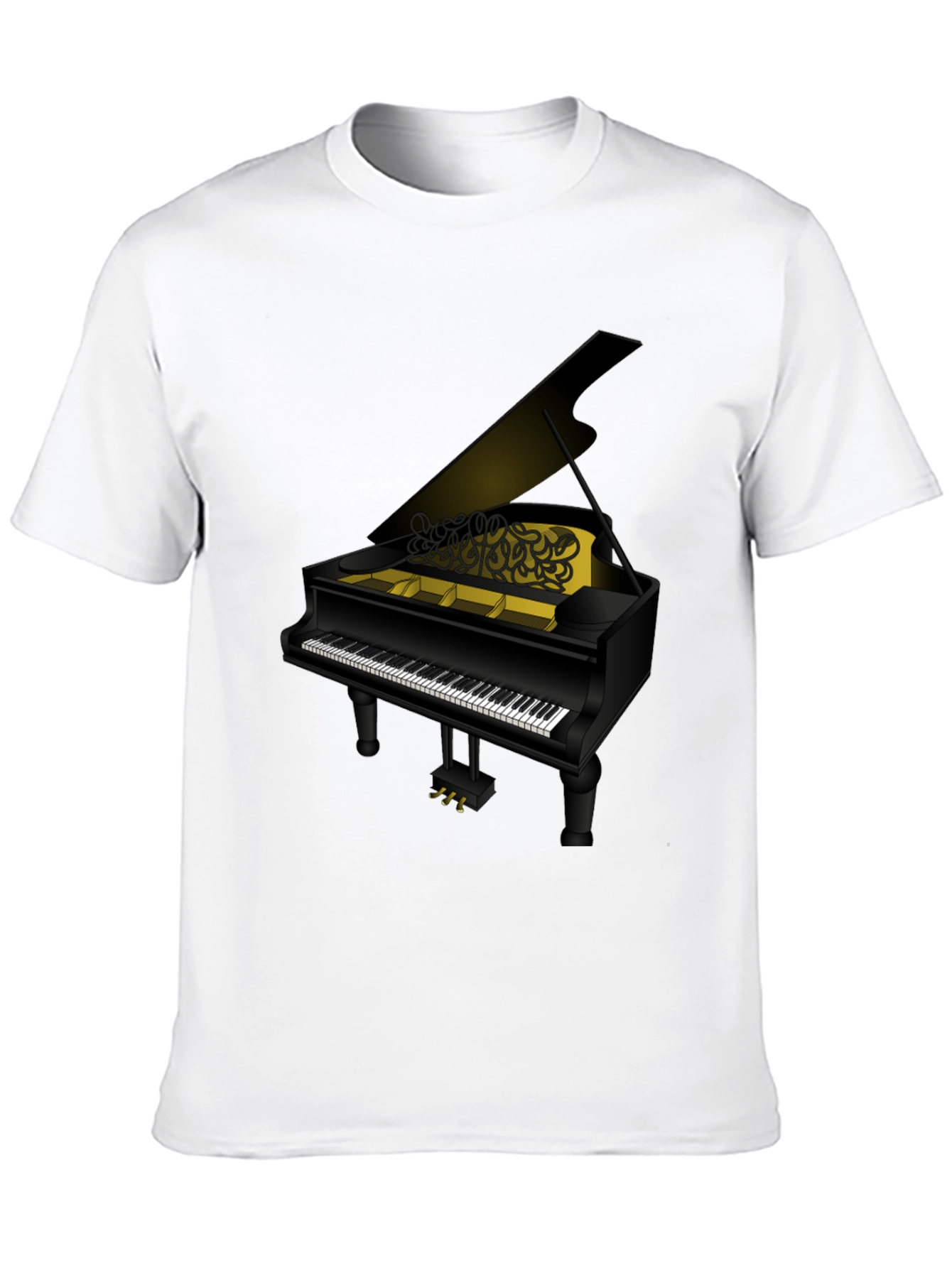 Piano Graphic T-Shirt - Black Cotton Tee