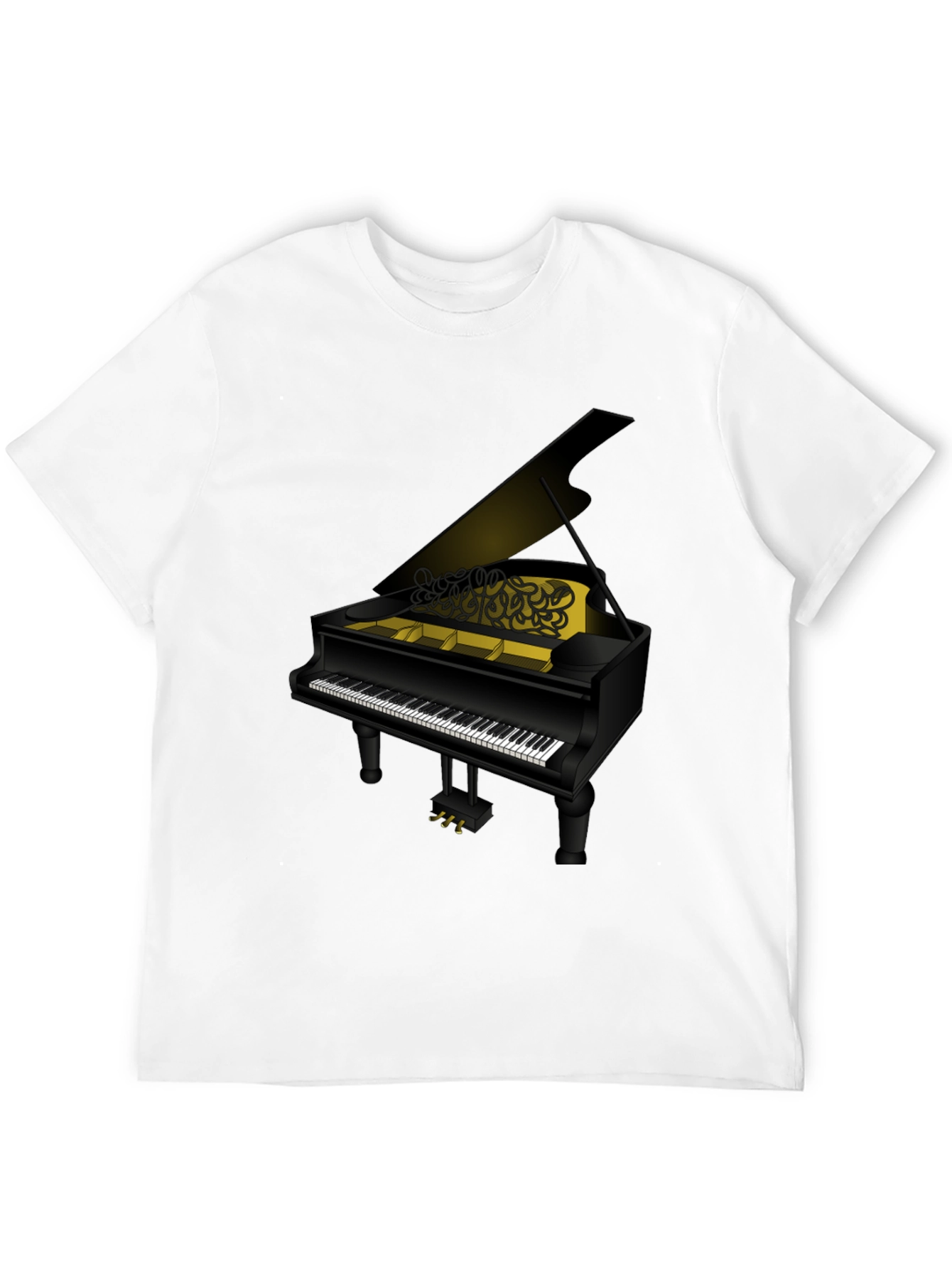 Piano Graphic T-Shirt - Black Cotton Tee