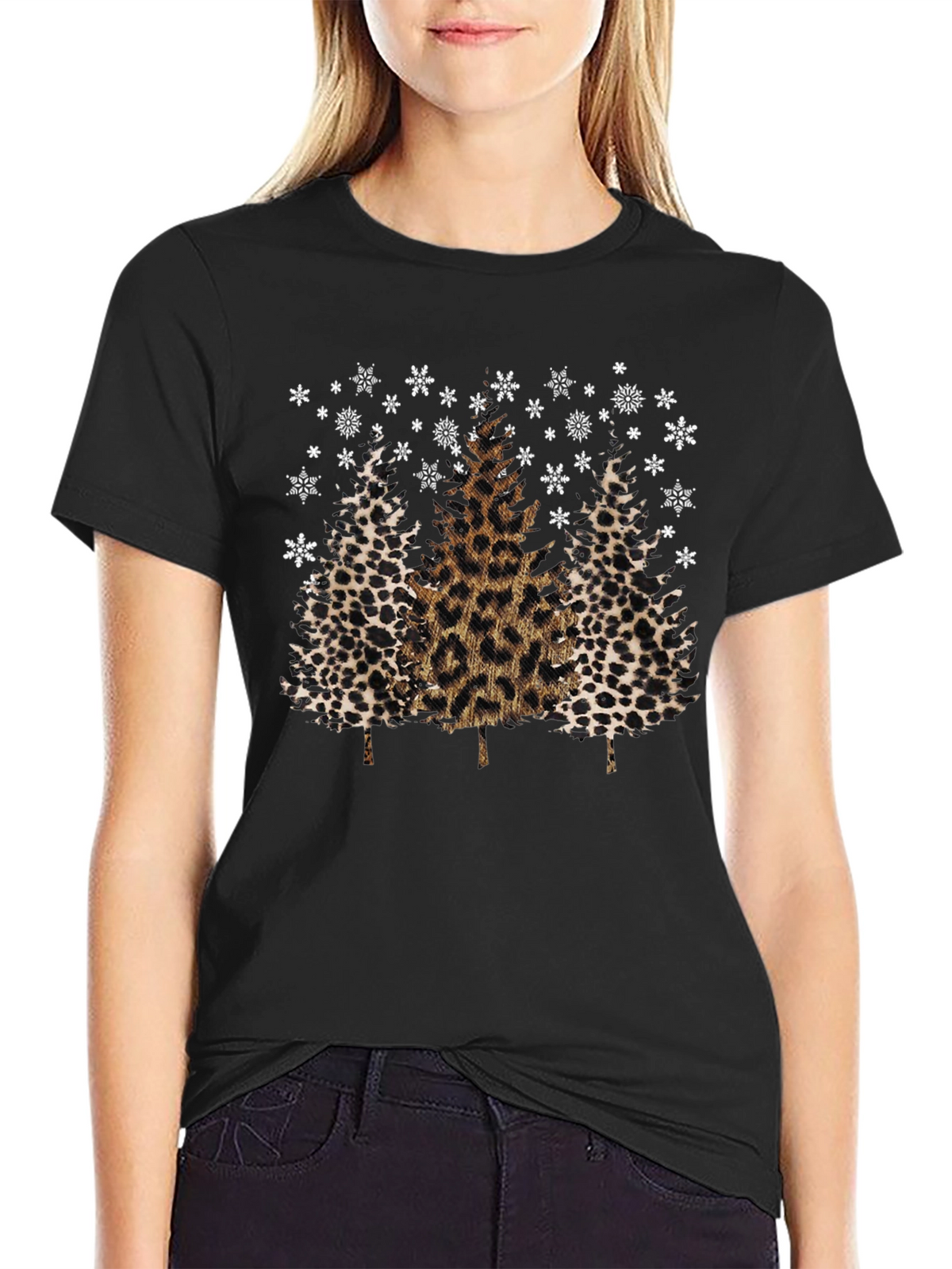 Leopard Print Christmas Tree T-Shirt