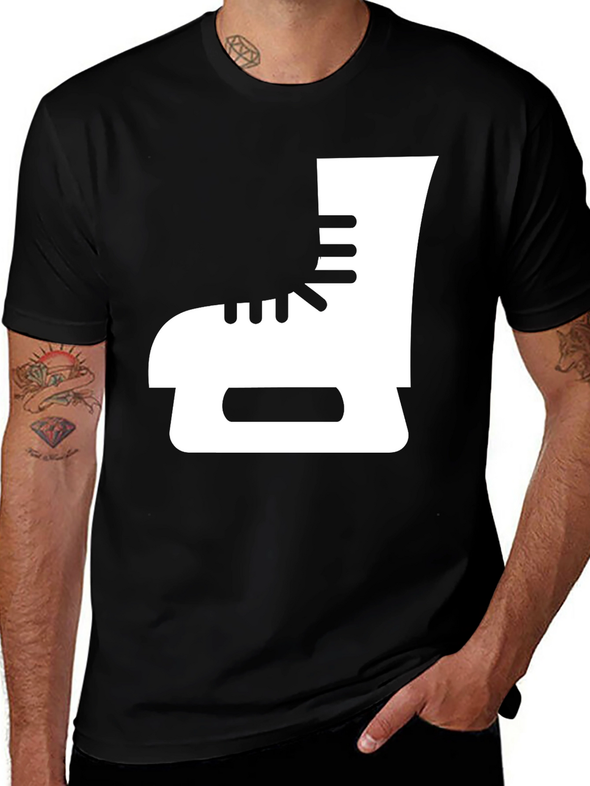 Ice Skate Graphic Tee - Black Cotton T-Shirt