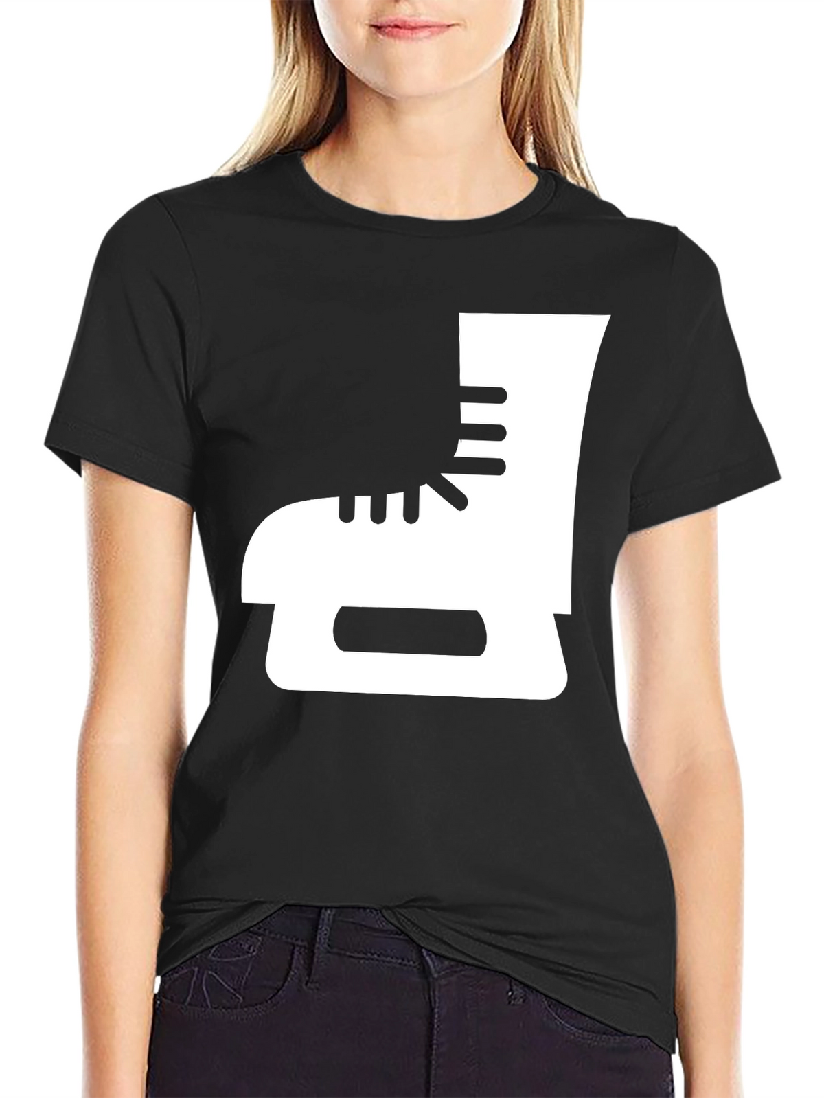 Ice Skate Graphic Tee - Black Cotton T-Shirt